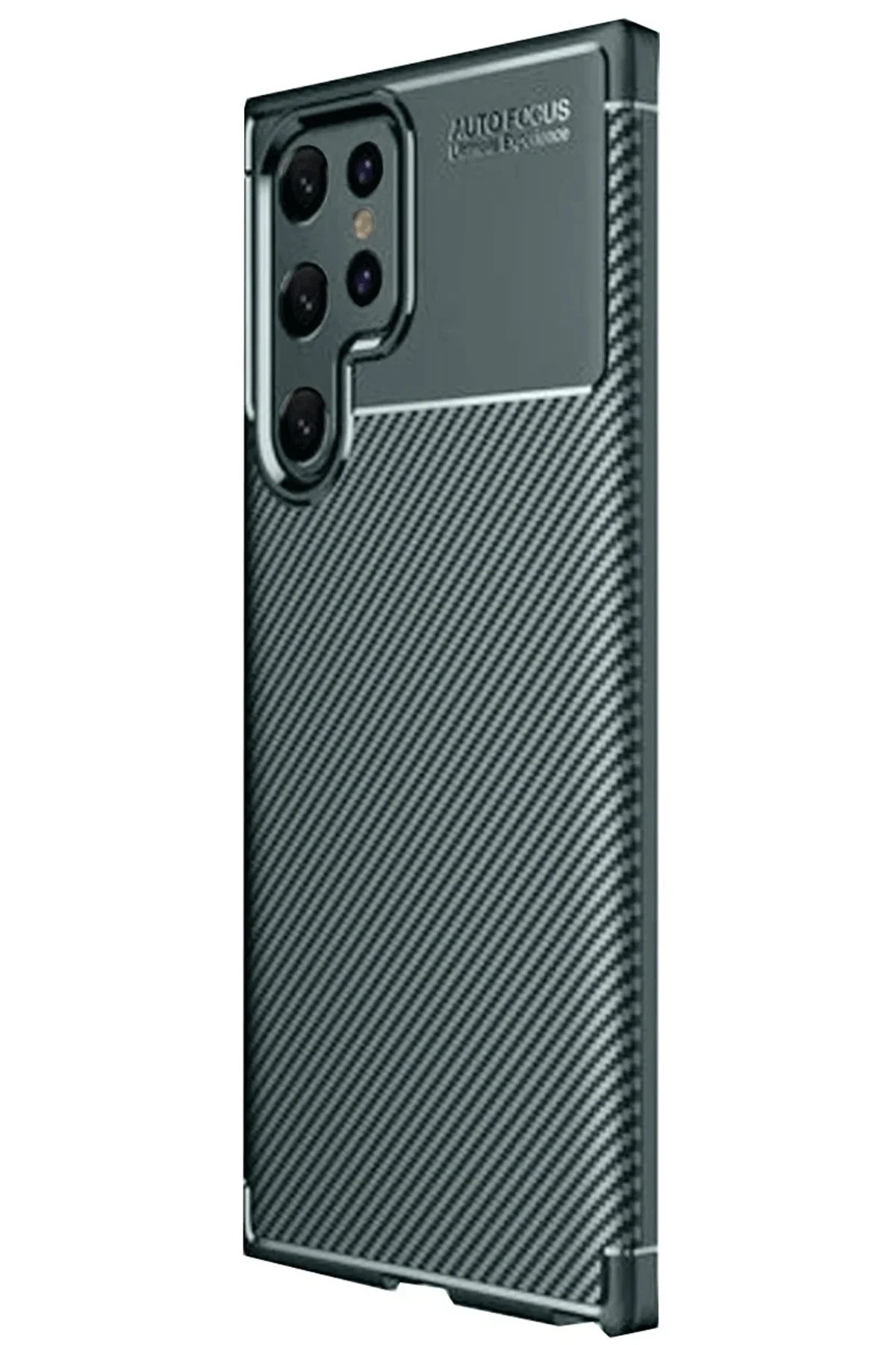 Samsung Galaxy S25 Ultra Kılıf Auto Focus Karbon Kapak - Koyu Yeşil-(5796)