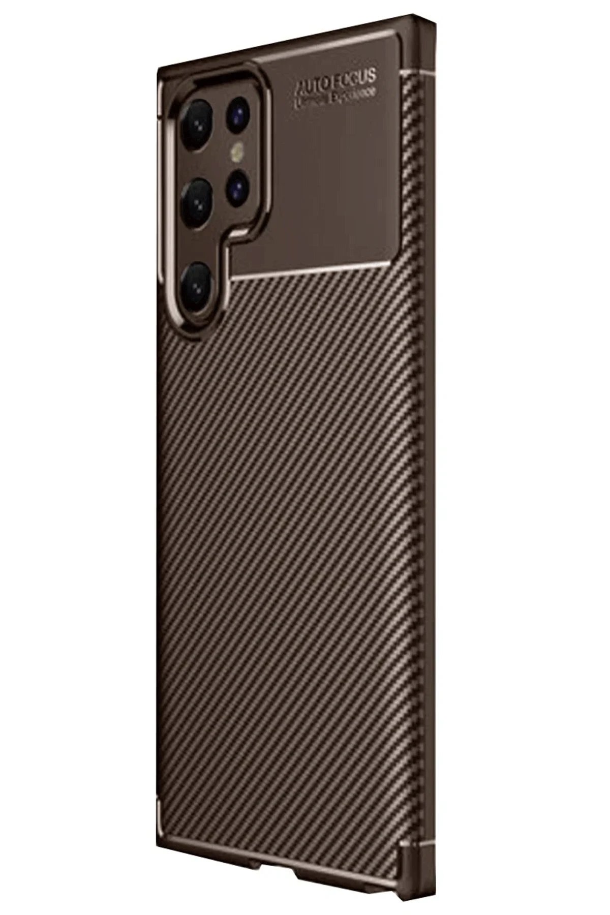 Samsung Galaxy S25 Ultra Kılıf Auto Focus Karbon Kapak - Kahverengi-(5796)