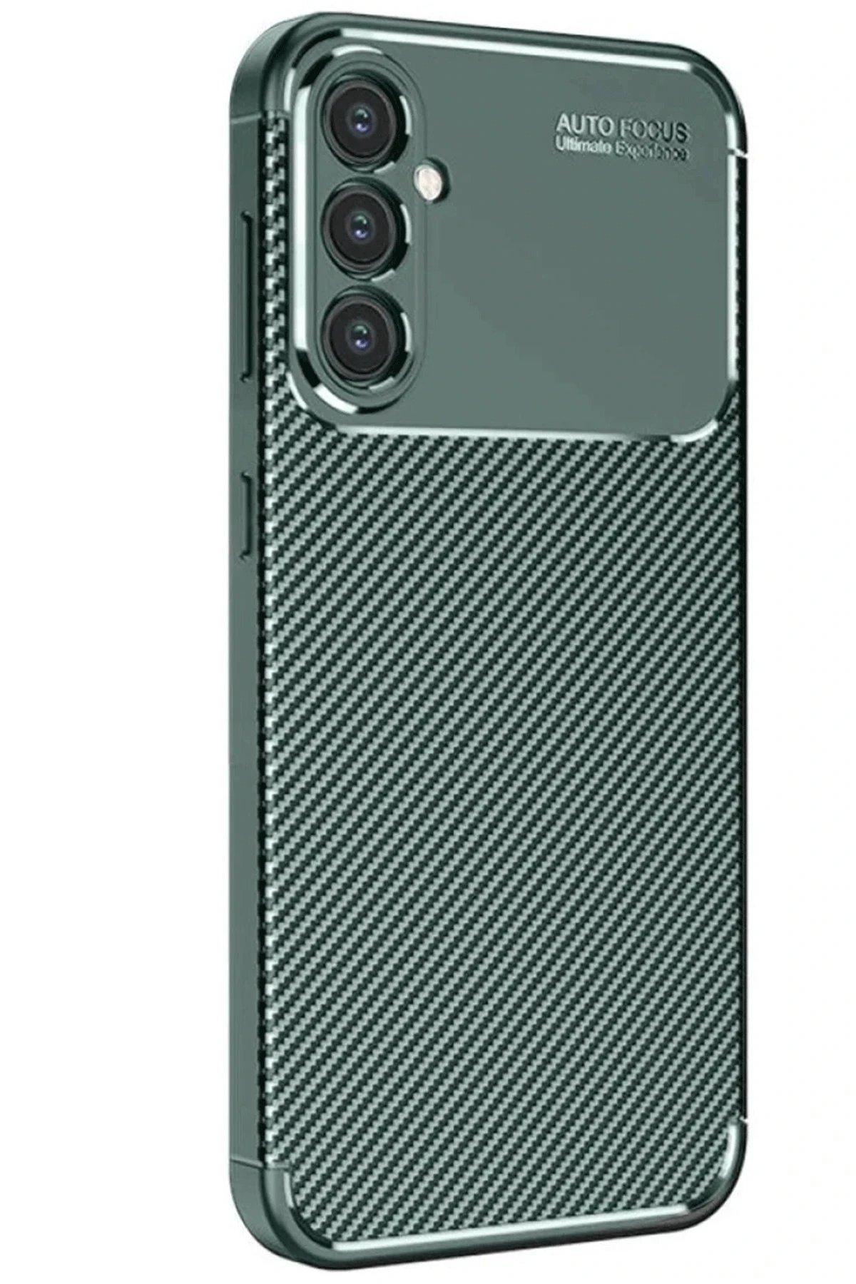 Samsung Galaxy S25 Kılıf Auto Focus Karbon Kapak - Koyu Yeşil-(5796)