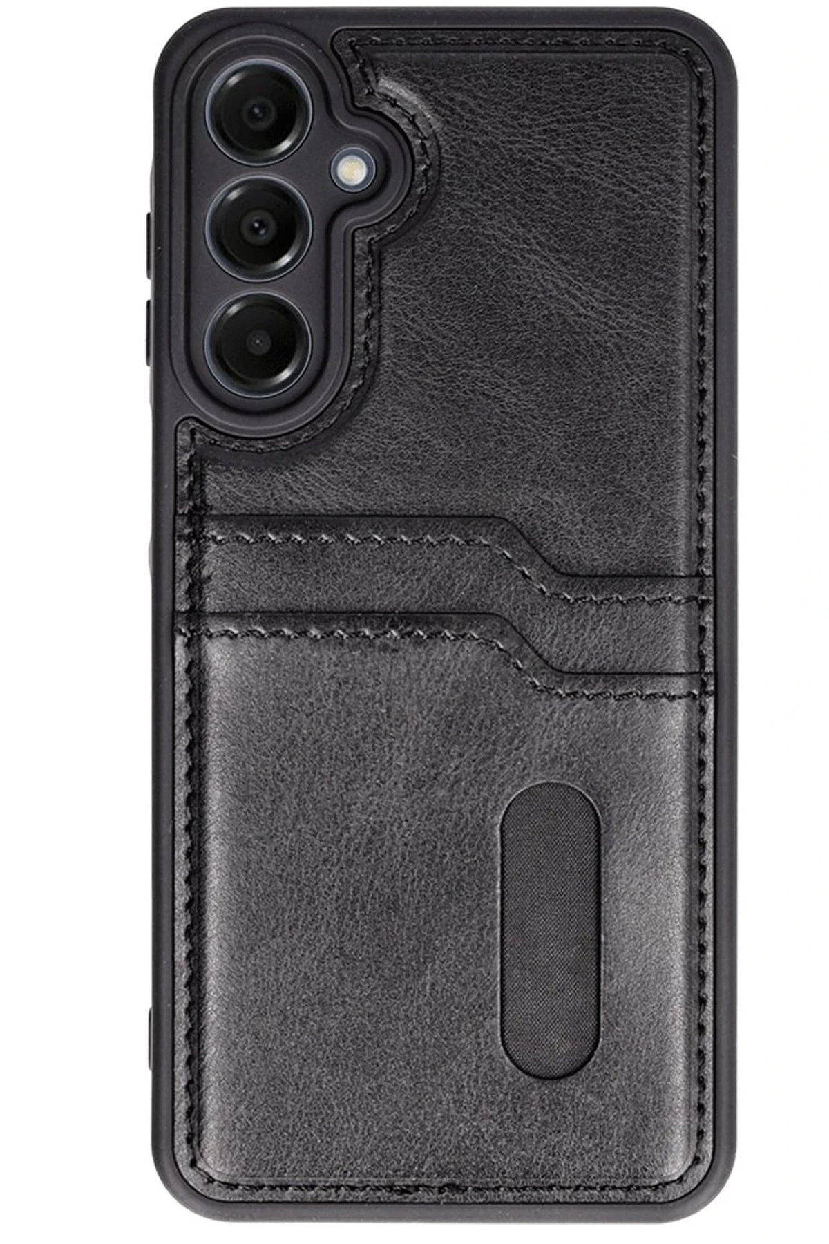 Samsung Galaxy S24 FE Kılıf Sara Kartvizitli Deri Kılıf - Siyah-(5796)