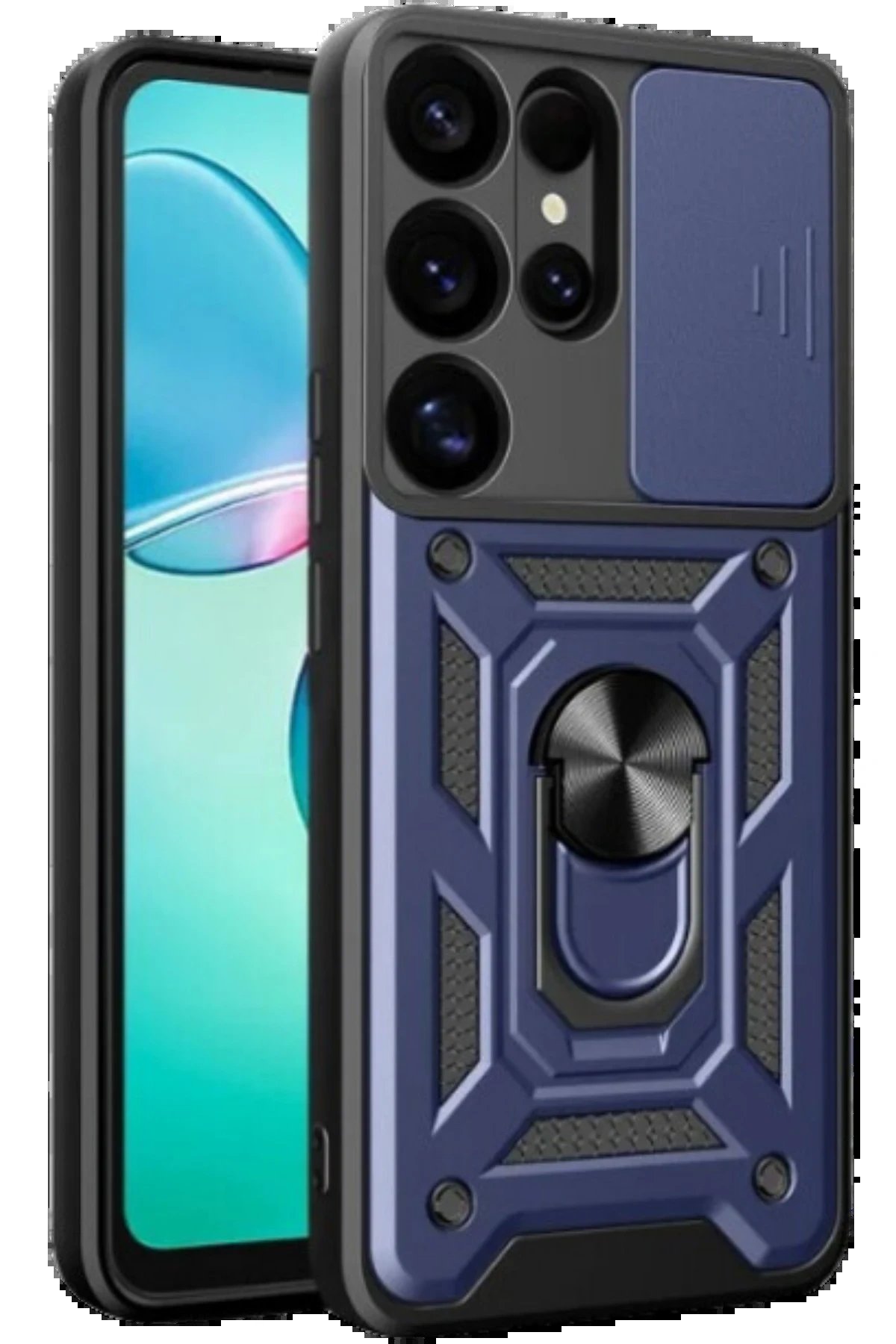 Samsung Galaxy S25 Ultra Kılıf Pars Lens Yüzüklü Silikon - Lacivert-(5796)