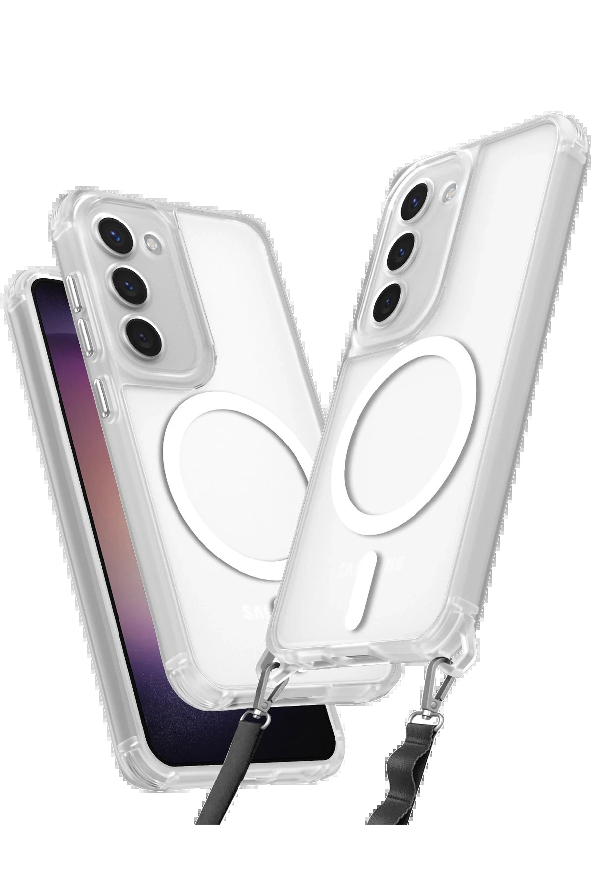 Samsung Galaxy S23 Kılıf Enka Magsafe Silikon Kılıf - Şeffaf-(5796)