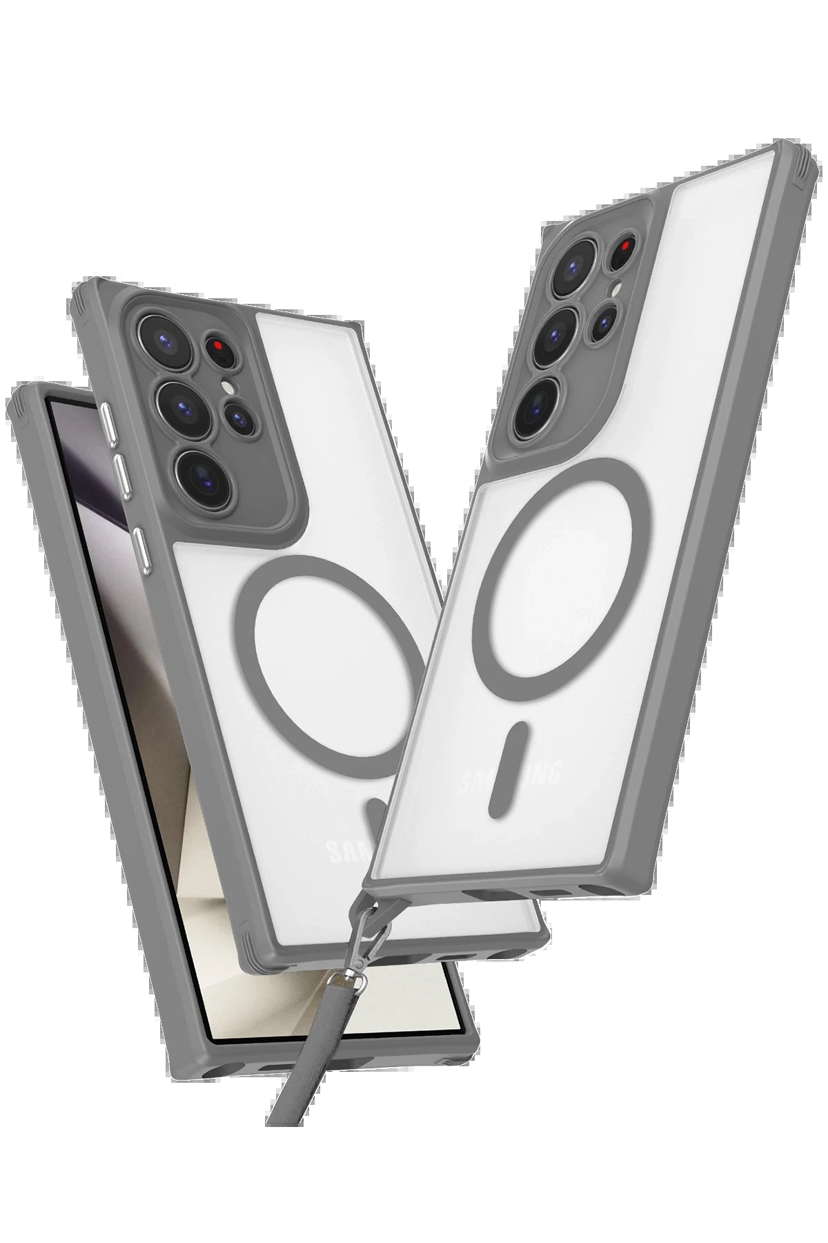 Samsung Galaxy S24 Ultra Kılıf Enka Magsafe Silikon Kılıf - Titan Gri-(5796)