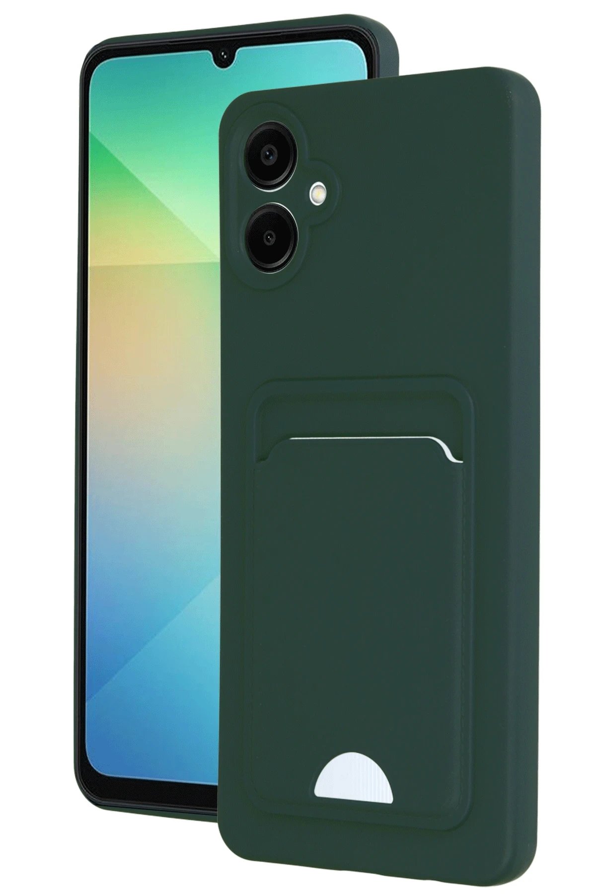 Samsung Galaxy A06 Kılıf Kelvin Kartvizitli Silikon - Koyu Yeşil-(5796)