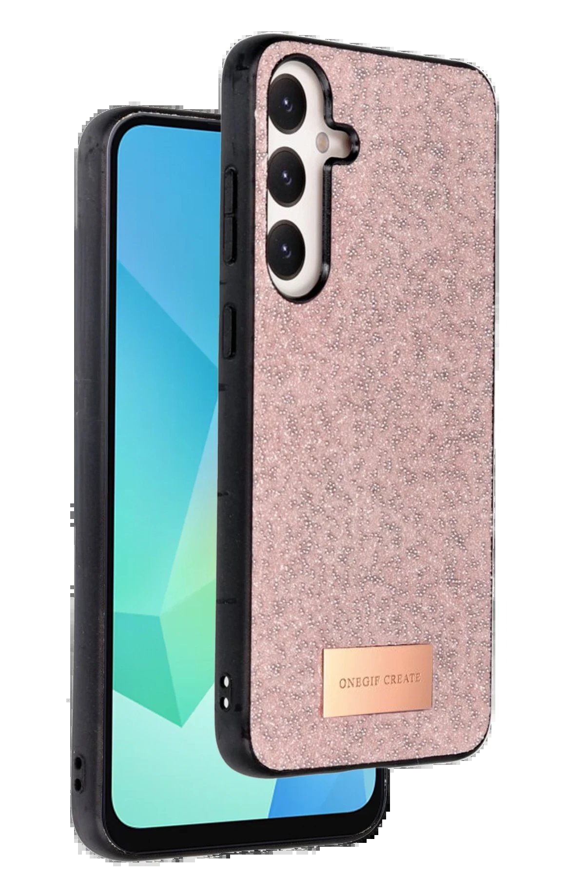 Samsung Galaxy A56 Bright Simli Kapak - Pembe-(5796)