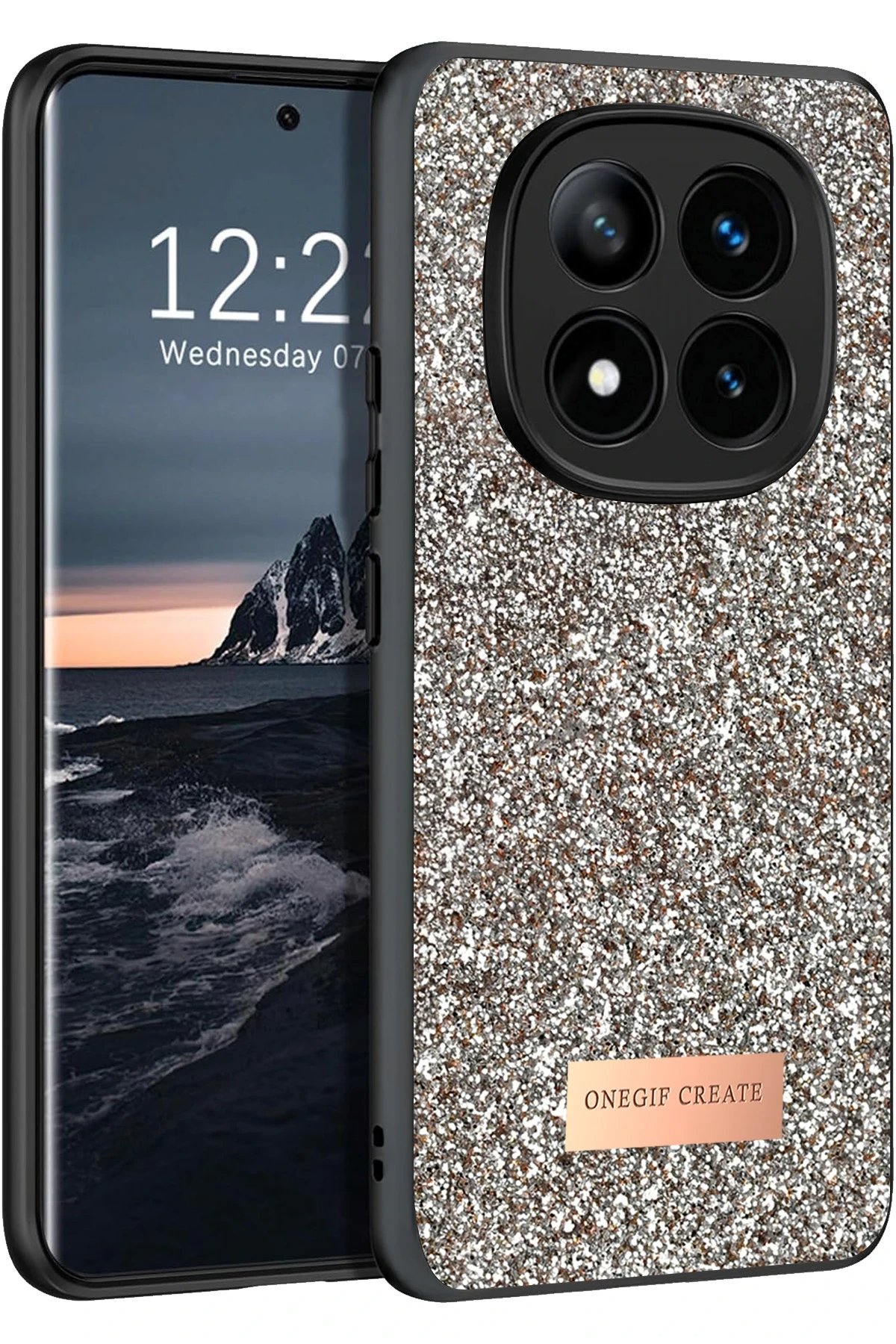 Xiaomi Redmi Note 14 Pro 4G Bright Simli Kapak - Gold-(5796)