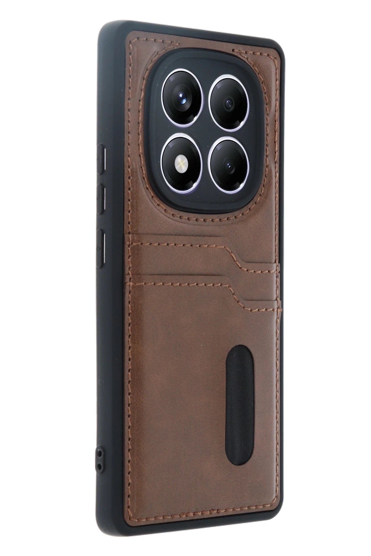 Xiaomi Redmi Note 14 Pro 5G Kılıf Sara Kartvizitli Deri Kılıf - Taba-(5796)