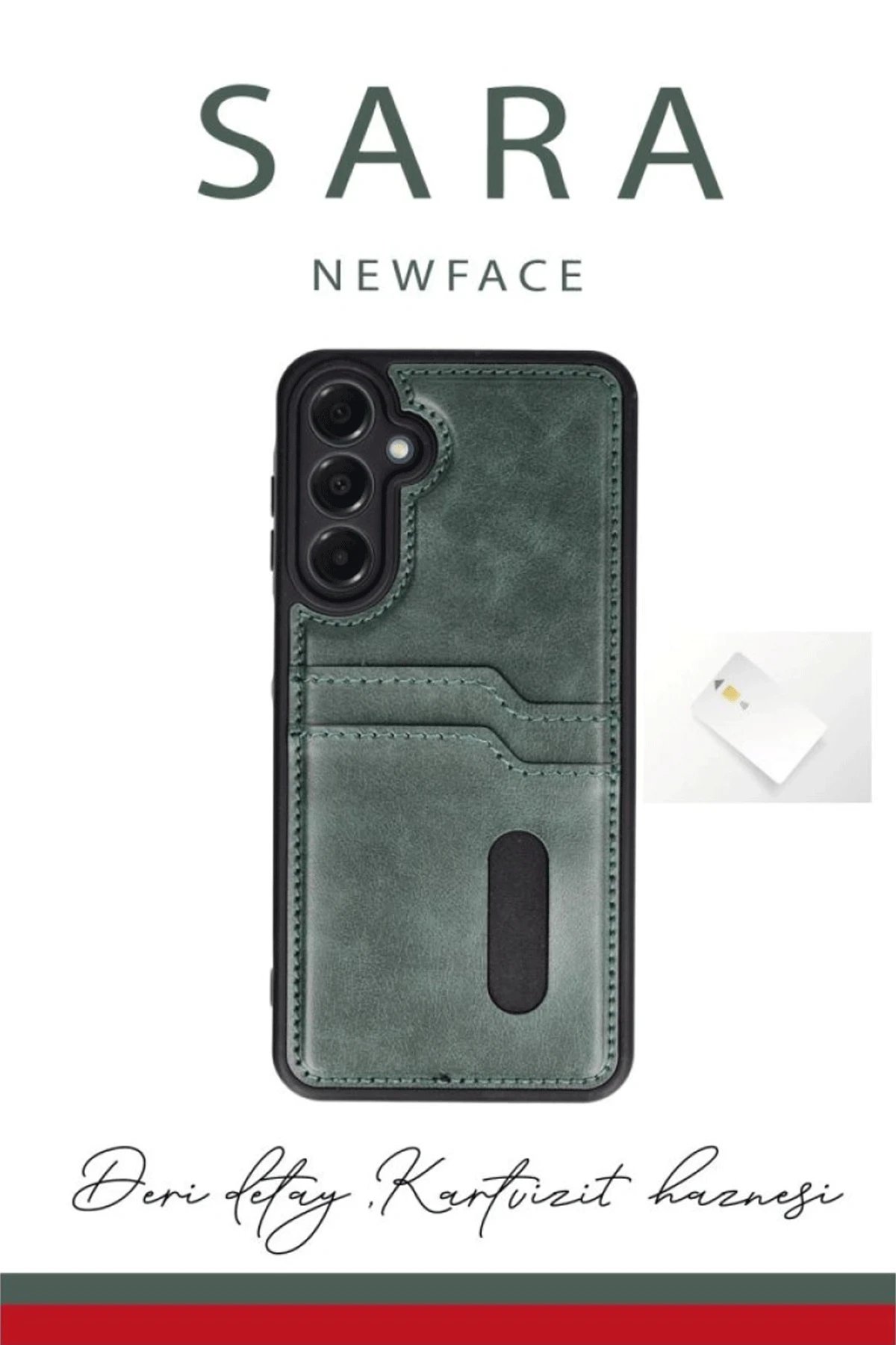 Samsung Galaxy A35 5G Kılıf Sara Kartvizitli Deri Kılıf - Siyah-(5796)