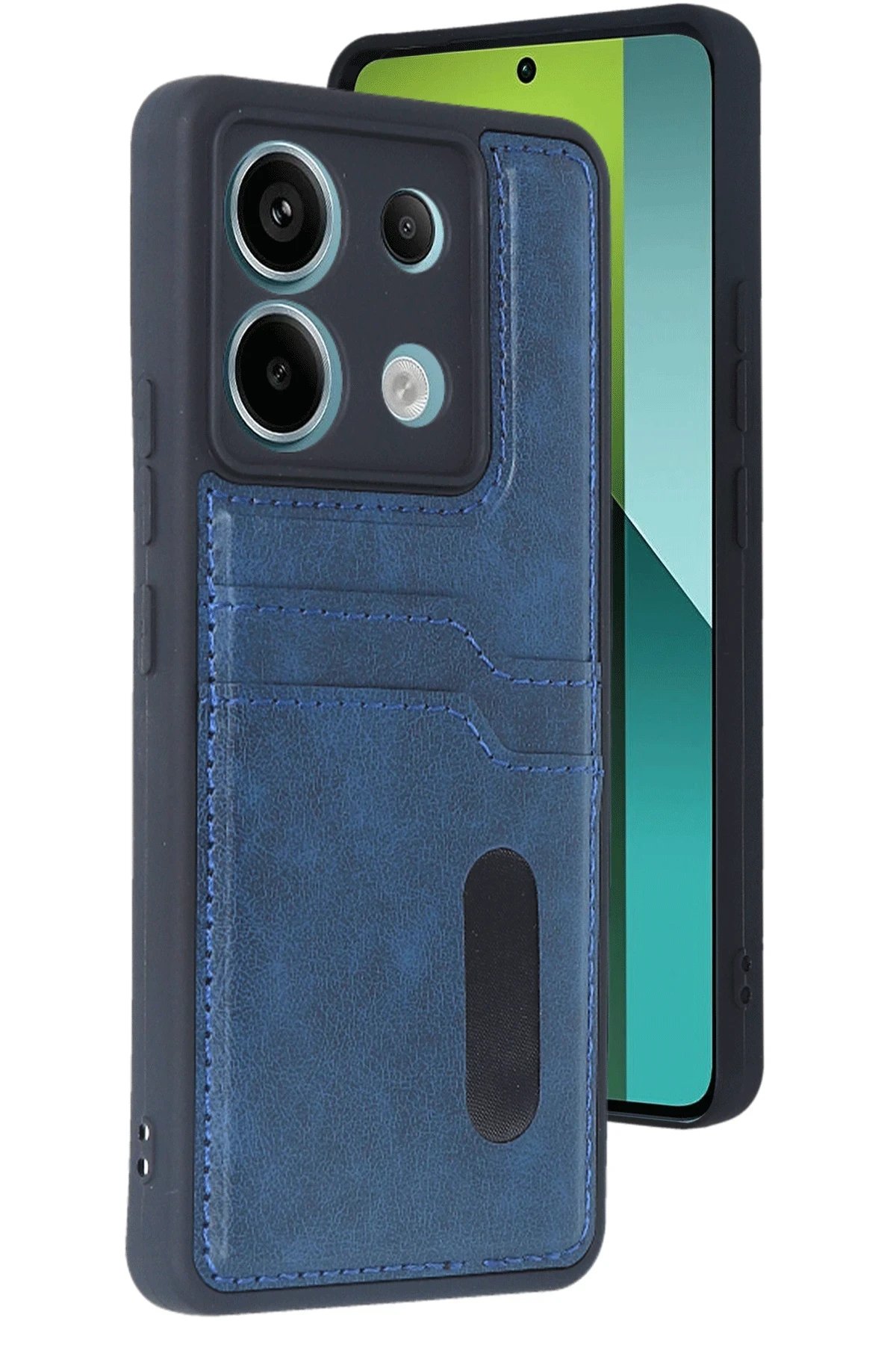 Xiaomi Redmi Note 13 Pro 5G Kılıf Sara Kartvizitli Deri Kılıf - Lacivert-(5796)