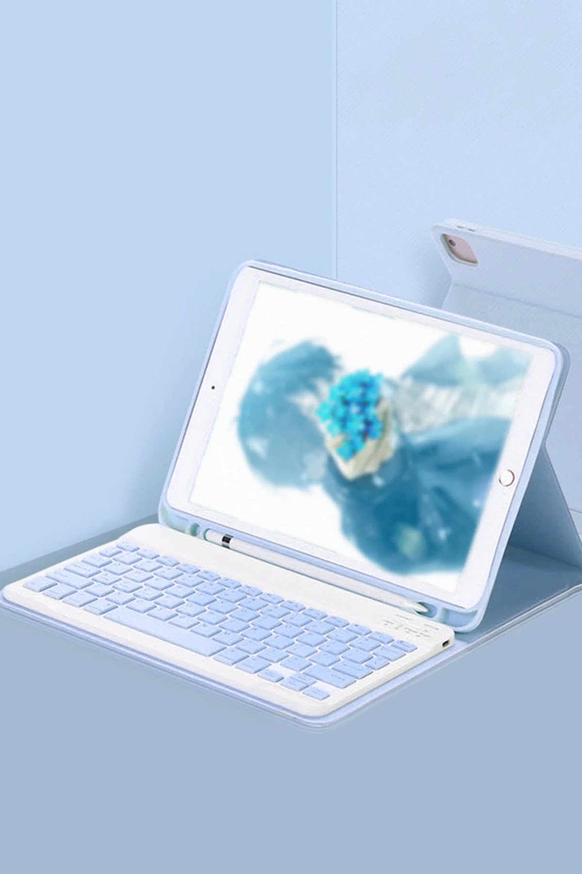 iPad Pro 11 (2022) Kılıf KC01 Smart Klavyeli Tablet Kılıfı - Mavi-(5796)