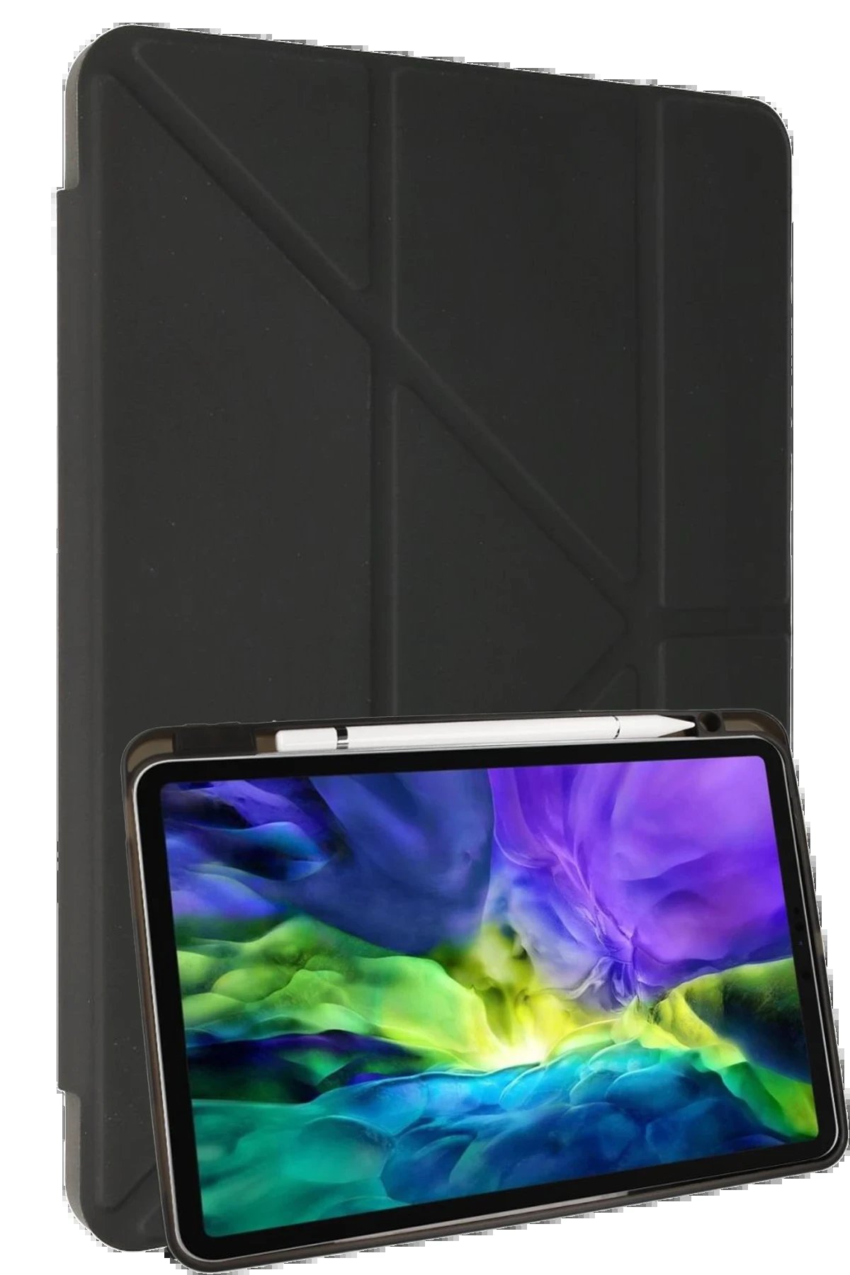 Samsung Galaxy P610 Tab S6 Lite 10.4 Kılıf Kalemlikli Mars Tablet Kılıfı - Koyu Gri-(5796)