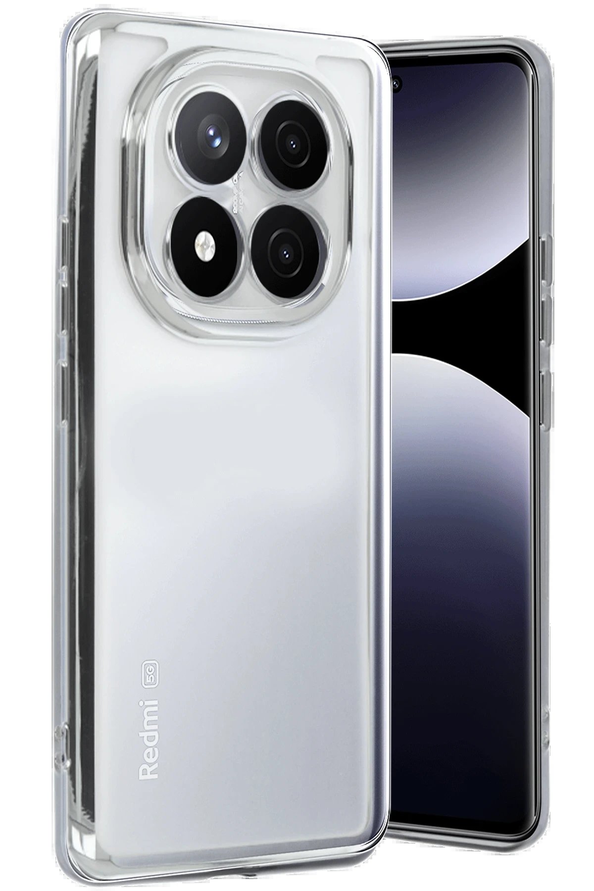 Xiaomi Redmi Note 14 Pro 5G Kılıf Lensli Silikon - Gümüş-(5796)