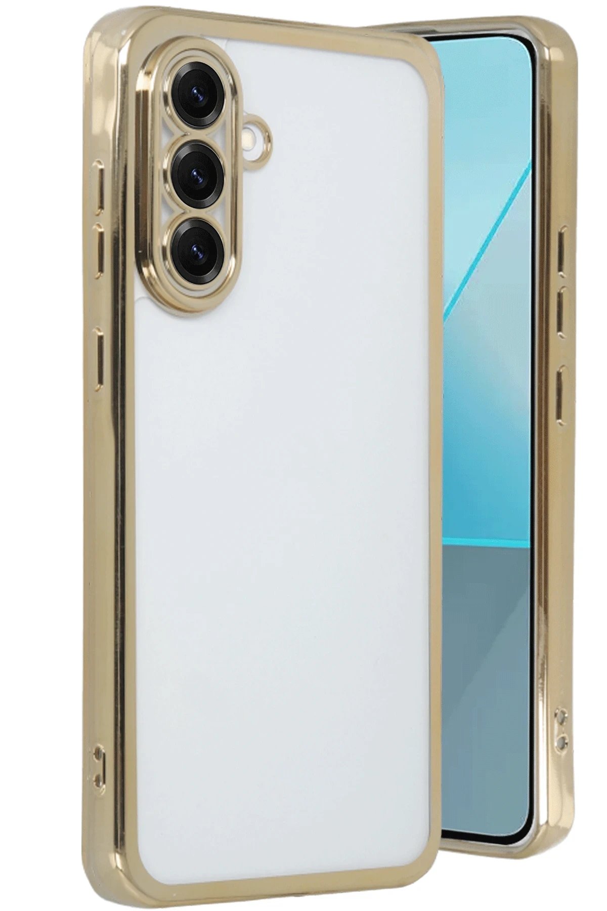 Samsung Galaxy A56 Kılıf Lensli Silikon - Gold-(5796)