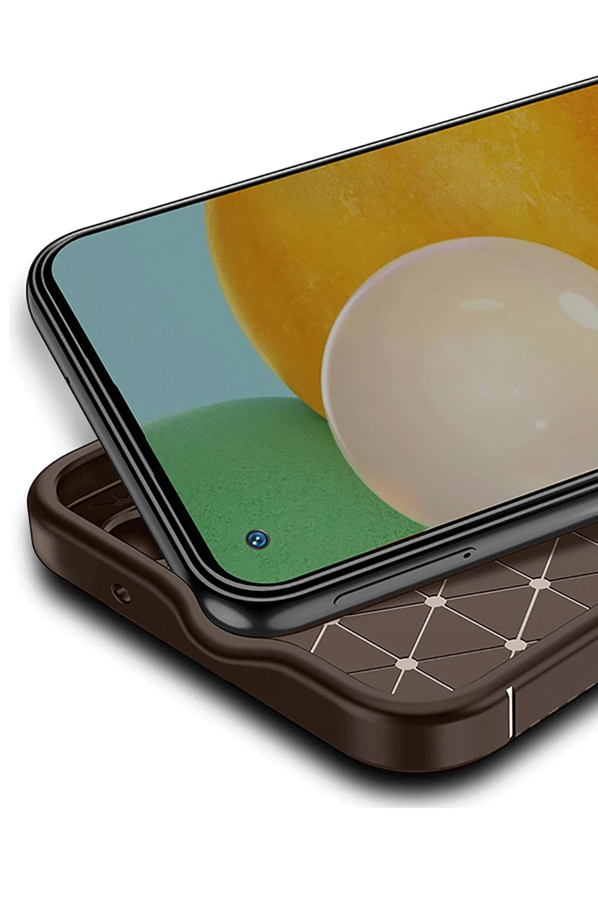 Xiaomi Redmi Note 14 Pro 4G Kılıf Auto Focus Karbon Kapak - Kahverengi-(5796)