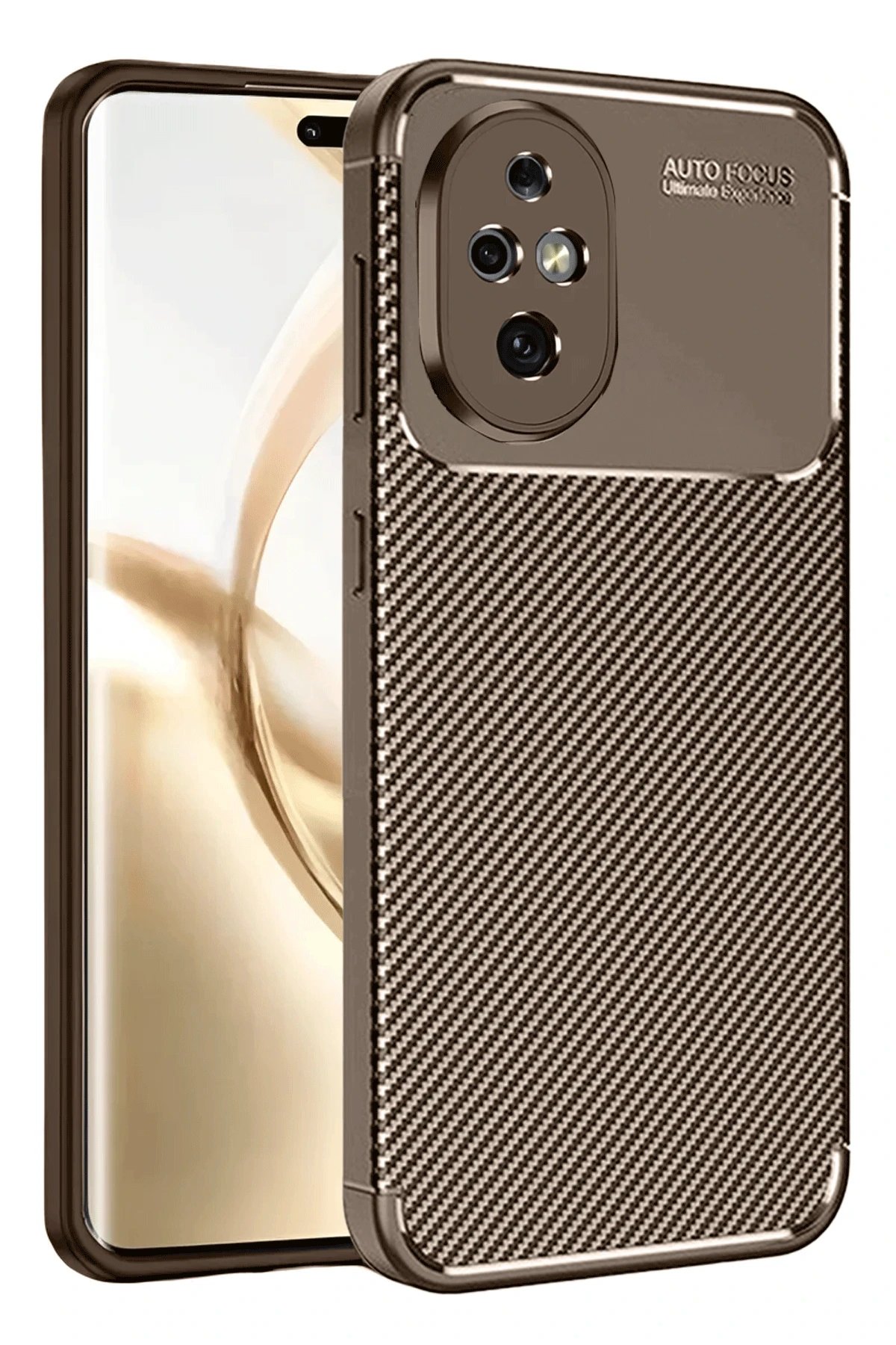 Honor 200 Kılıf Auto Focus Karbon Kapak - Kahverengi-(5796)