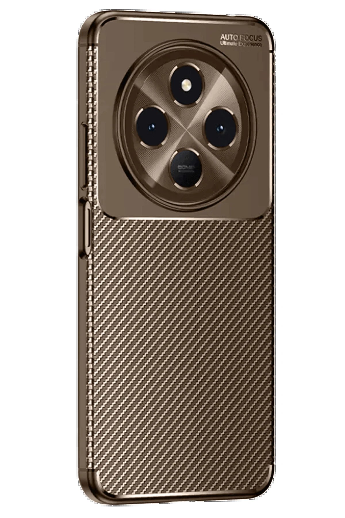 Tecno Spark 30 Kılıf Auto Focus Karbon Kapak - Kahverengi-(5796)