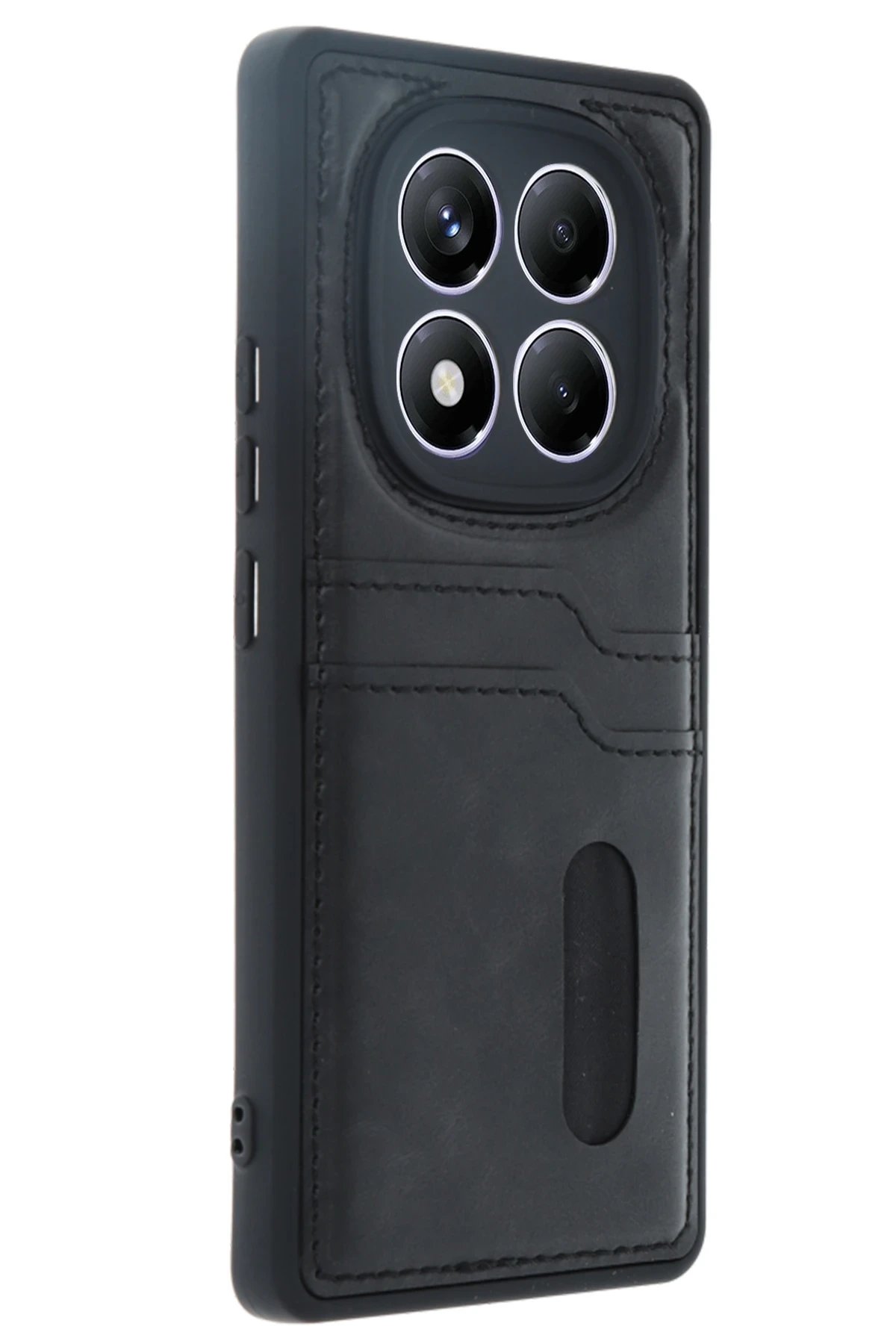 Xiaomi Redmi Note 14 Pro 4G Kılıf Sara Kartvizitli Deri Kılıf - Siyah-(5796)