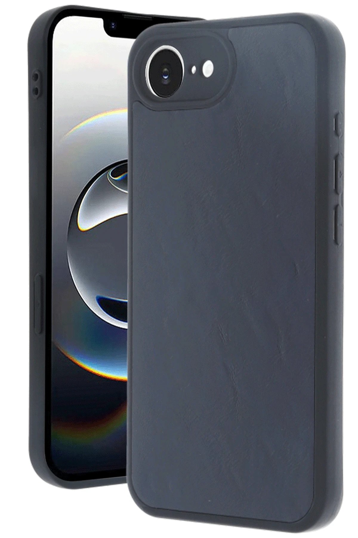 iPhone 16E Kılıf Aras Deri Kapak - Lacivert-(5796)