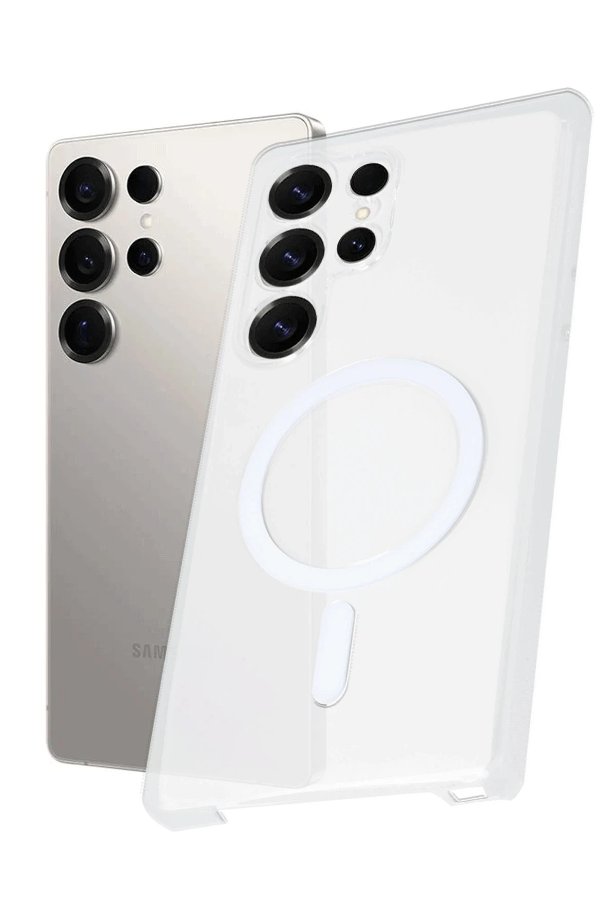 Samsung Galaxy S24 Ultra Kılıf PC Zara Magsafe Şeffaf Kılıf - Şeffaf-(5796)