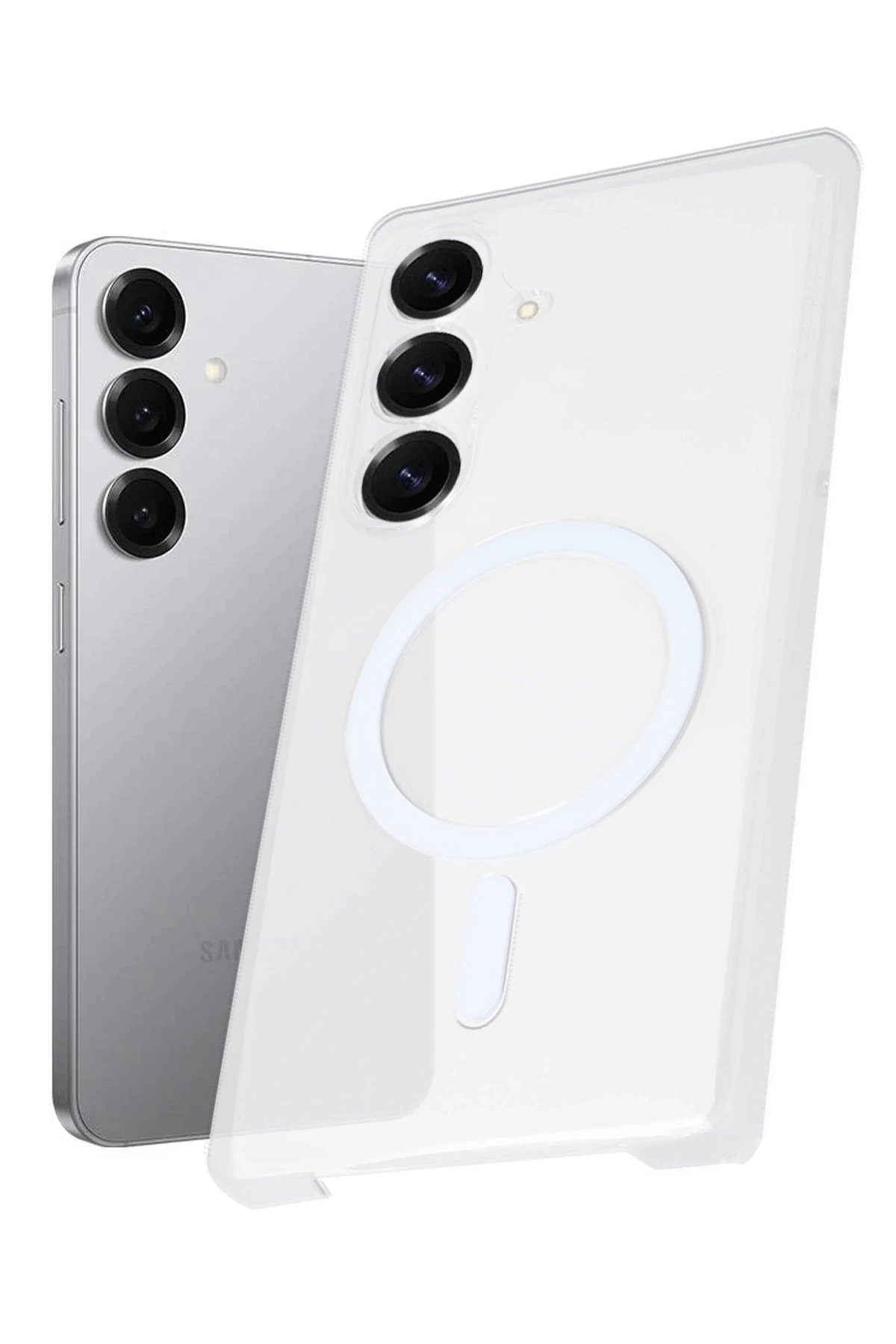 Samsung Galaxy S25 Kılıf PC Zara Magsafe Şeffaf Kılıf - Şeffaf-(5796)