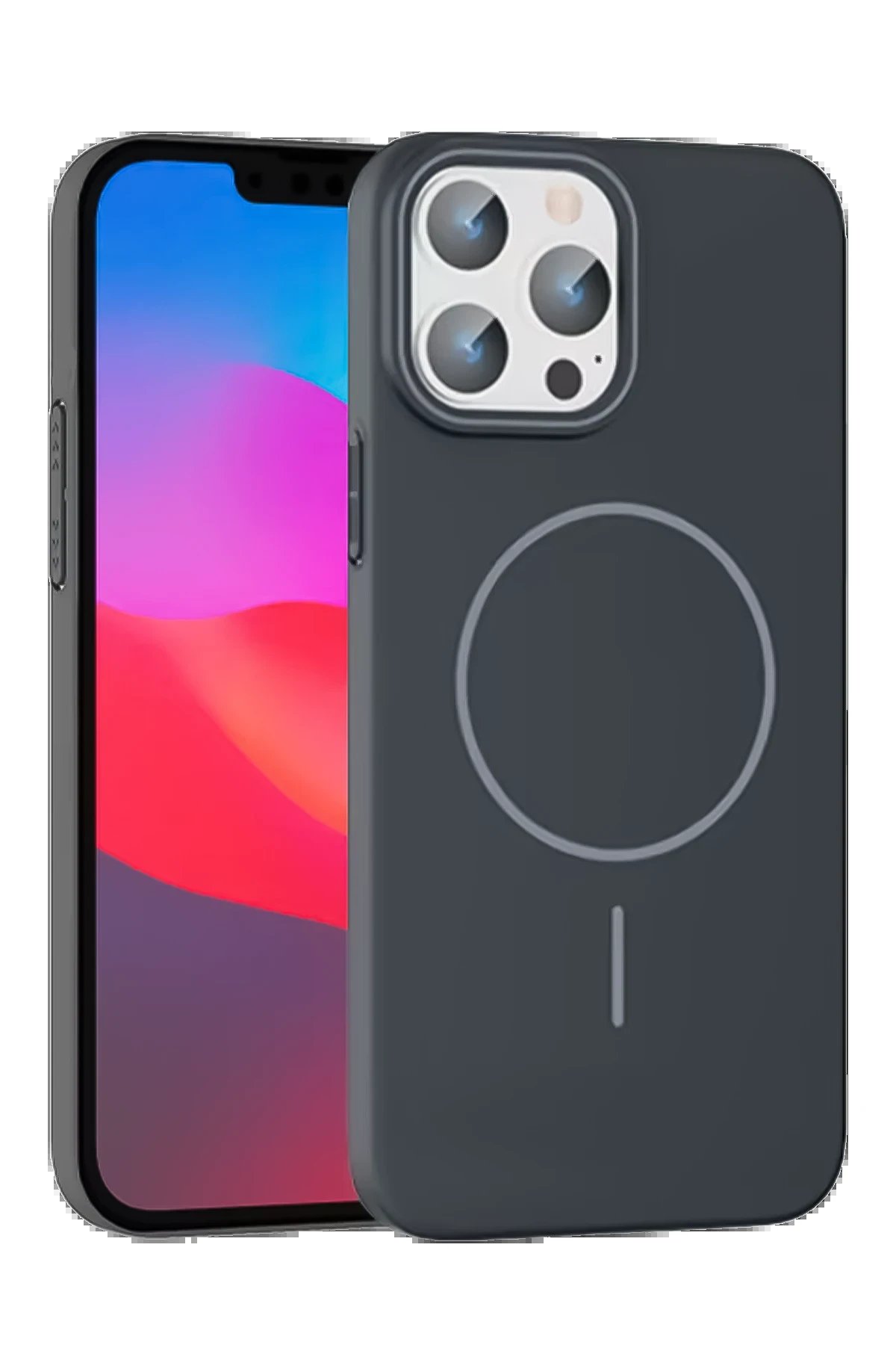 iPhone 15 Pro Max Broş Magsafe Kapak - Füme-(5796)