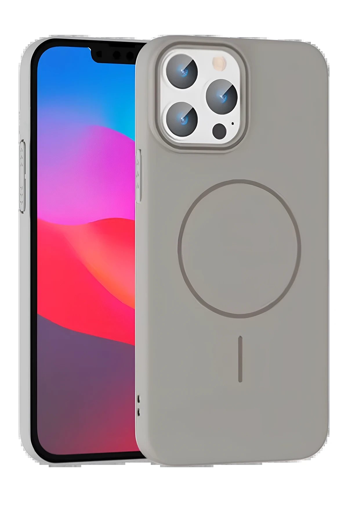 iPhone 15 Pro Max Broş Magsafe Kapak - Titan Gri-(5796)