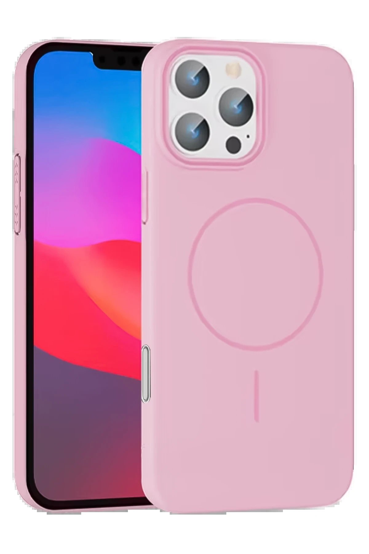 iPhone 16 Pro Max Broş Magsafe Kapak - Pembe-(5796)