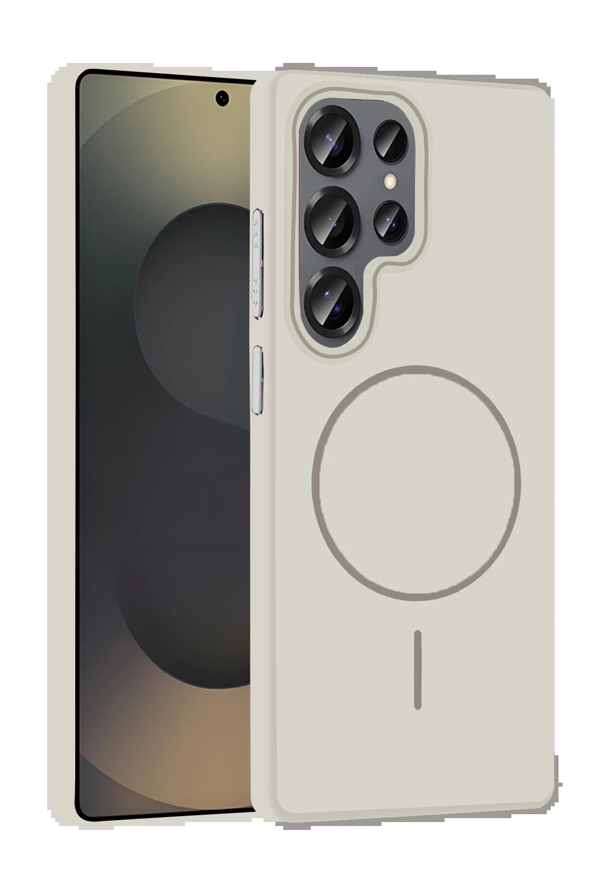 Samsung Galaxy S25 Ultra Broş Magsafe Kapak - Krem-(5796)