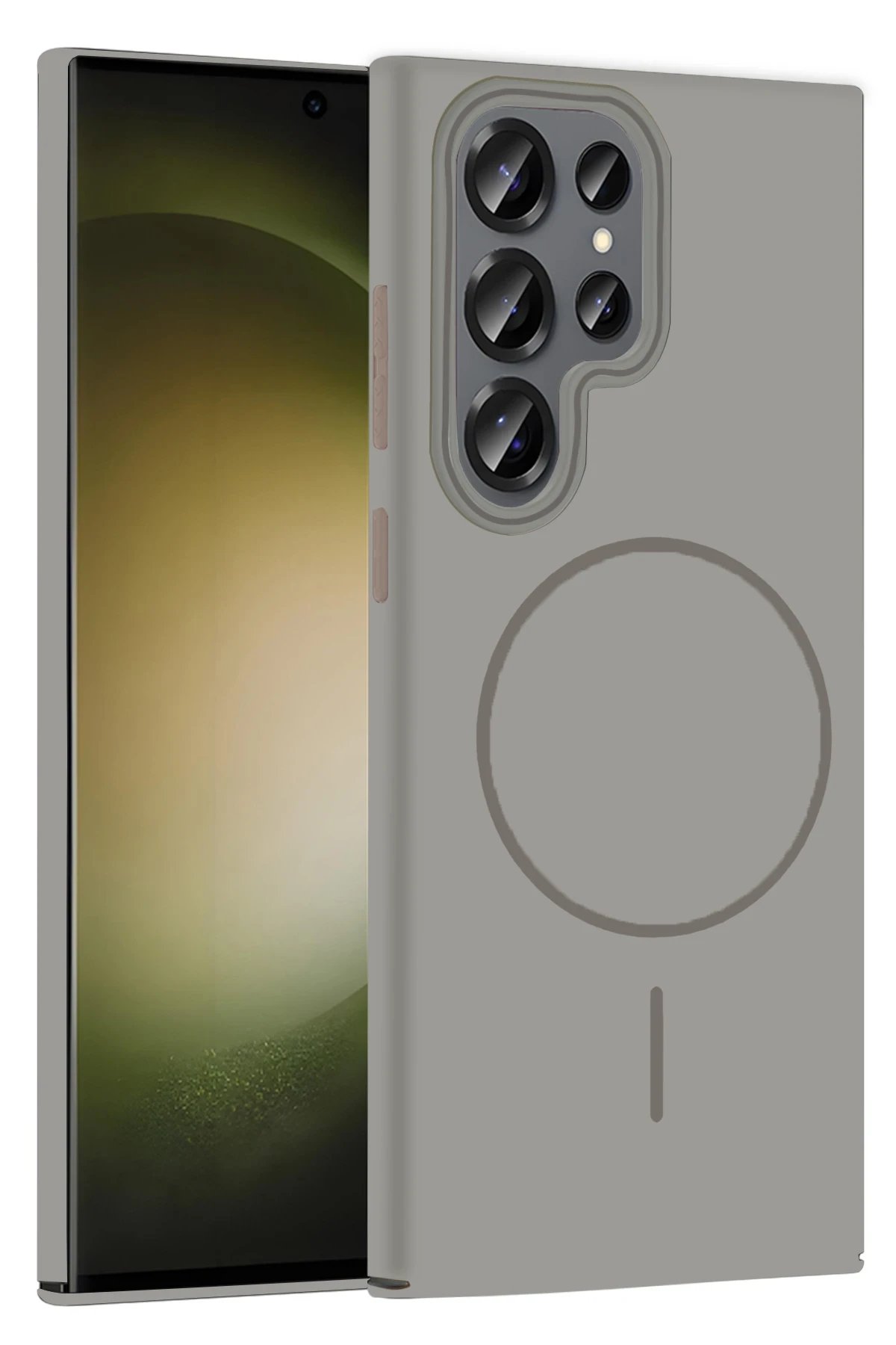 Samsung Galaxy S24 Ultra Broş Magsafe Kapak - Titan Gri-(5796)