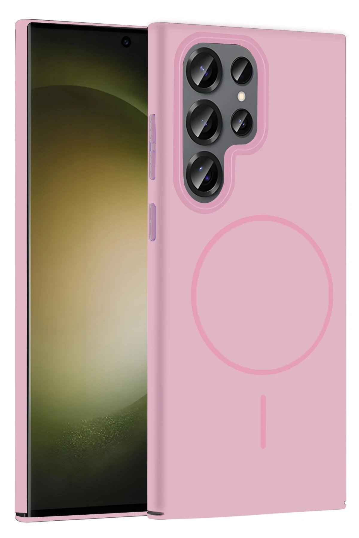 Samsung Galaxy S24 Ultra Broş Magsafe Kapak - Pembe-(5796)