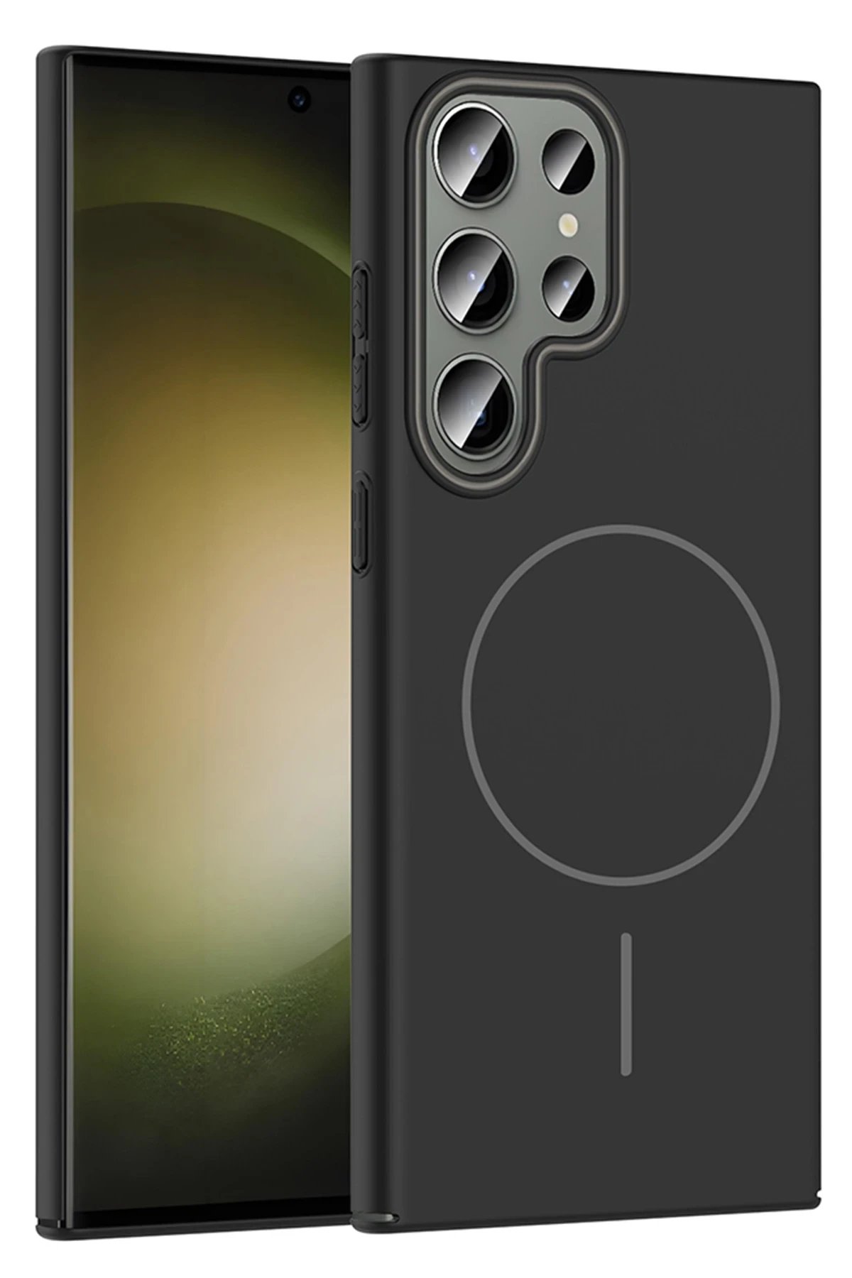 Samsung Galaxy S23 Ultra Broş Magsafe Kapak - Siyah-(5796)