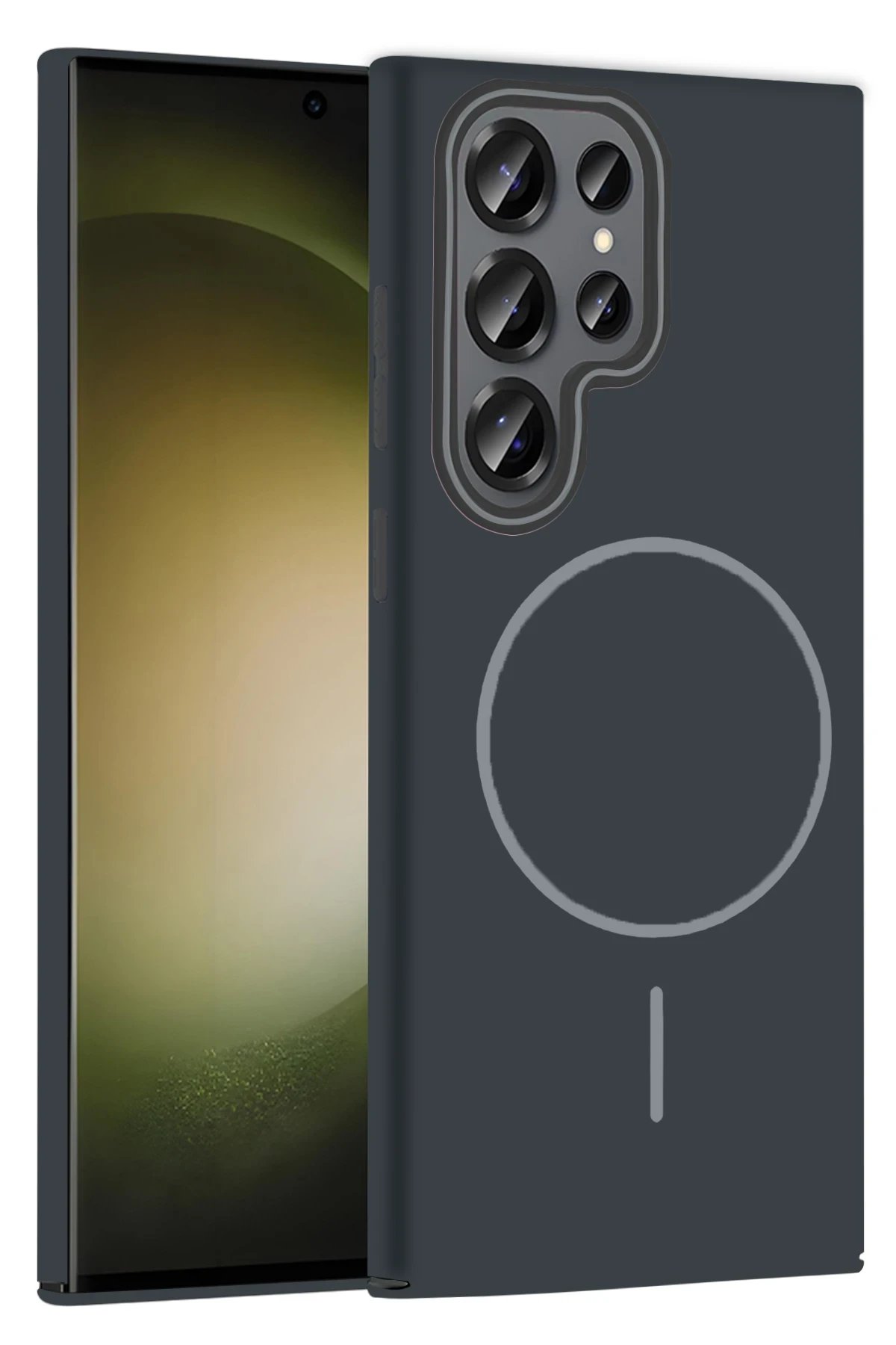 Samsung Galaxy S23 Ultra Broş Magsafe Kapak - Füme-(5796)