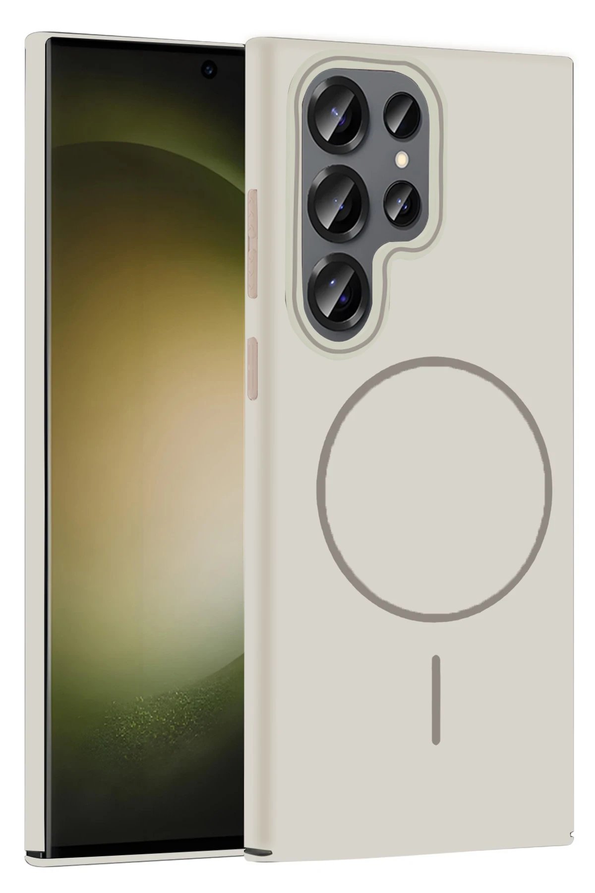 Samsung Galaxy S23 Ultra Broş Magsafe Kapak - Krem-(5796)