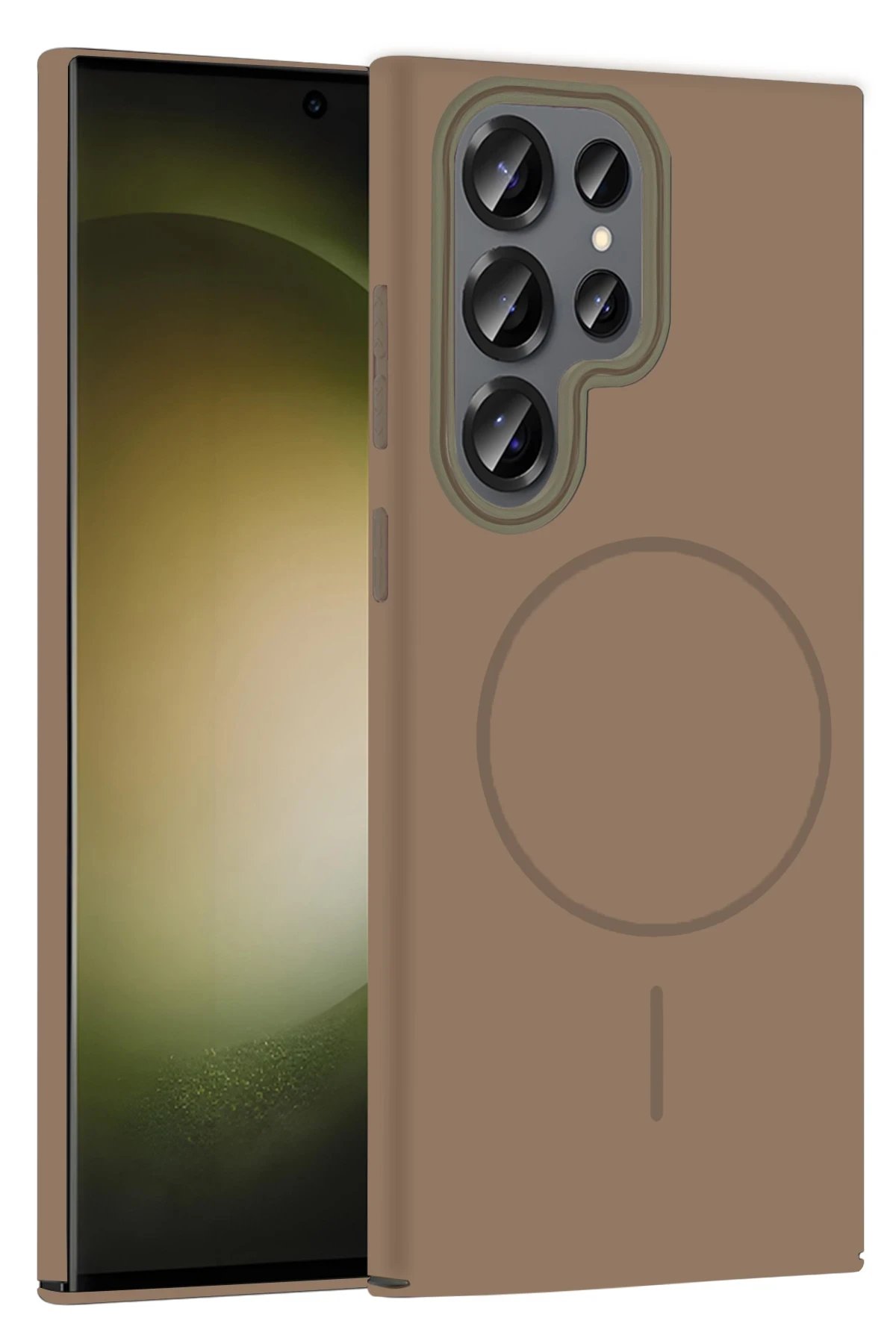 Samsung Galaxy S23 Ultra Broş Magsafe Kapak - Çöl Titanyum-(5796)