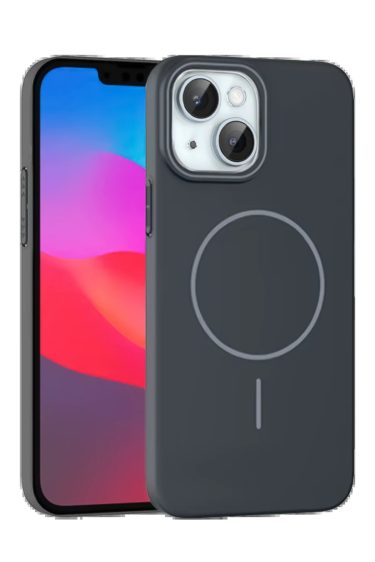 iPhone 15 Plus Broş Magsafe Kapak - Füme-(5796)