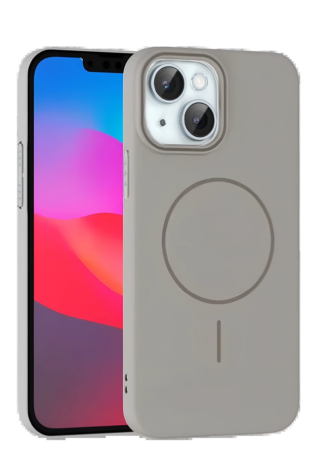 iPhone 15 Plus Broş Magsafe Kapak - Titan Gri-(5796)