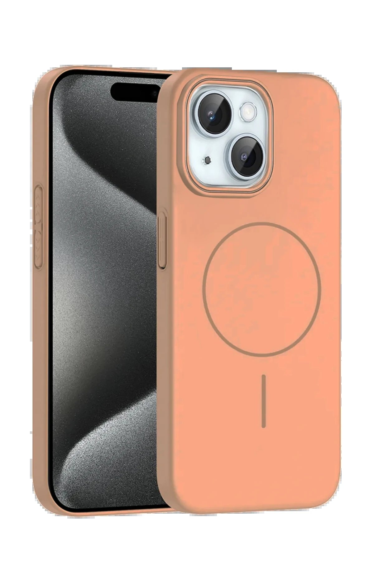 iPhone 15 Plus Broş Magsafe Kapak - Çöl Titanyum-(5796)