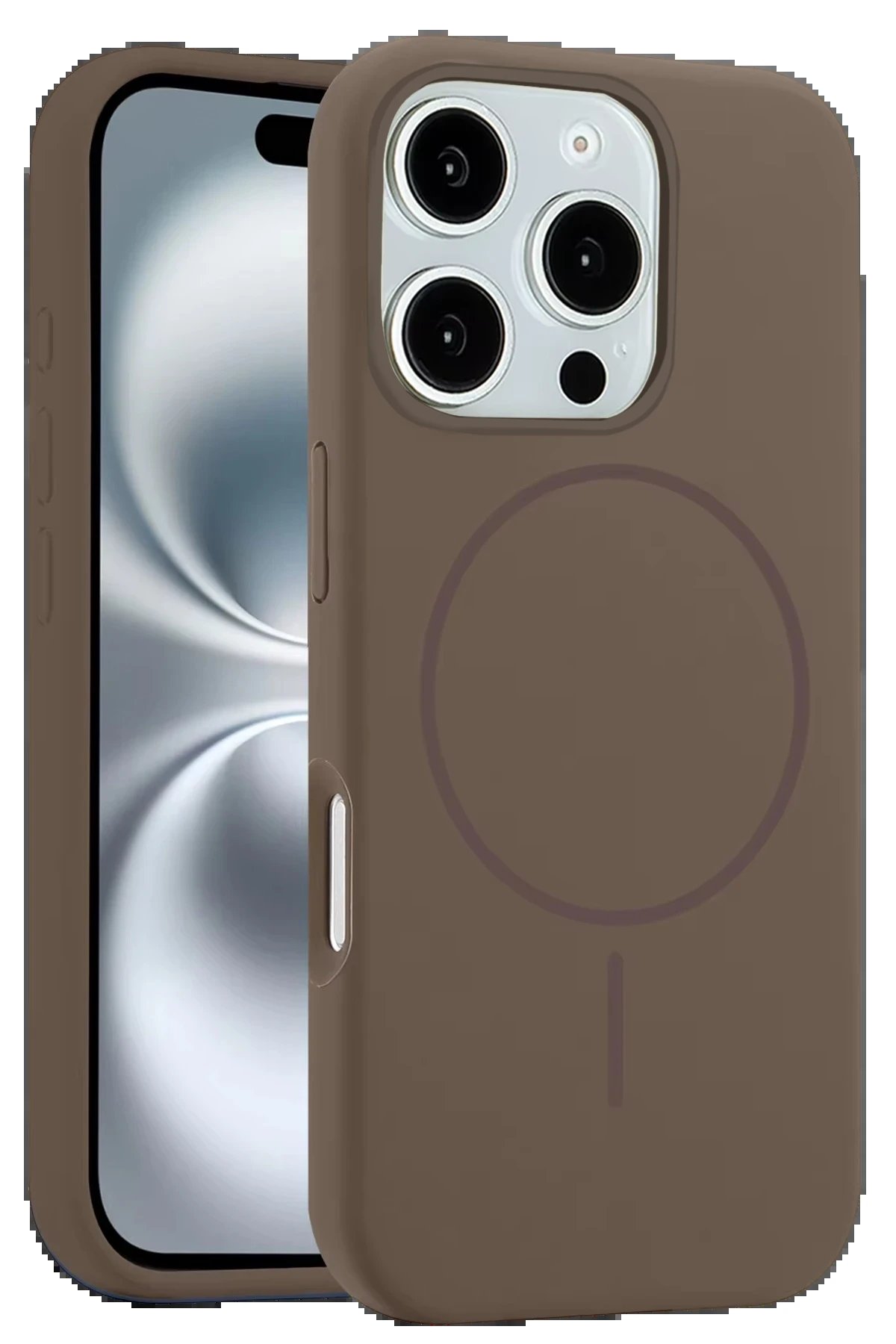 iPhone 16 Pro Kılıf Jully Magsafe Kapak - Kahverengi-(5796)