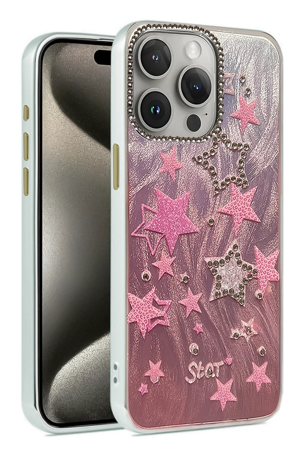 iPhone 15 Pro Kılıf Blade Aynalı Desenli Kapak - Desen 7-(5796)