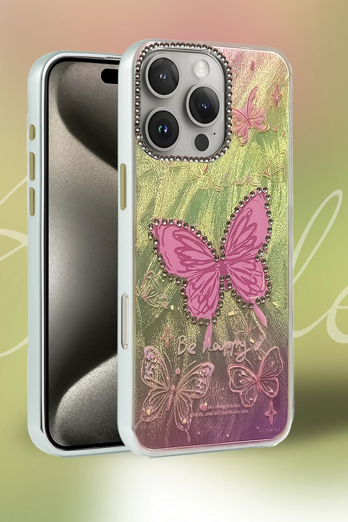 iPhone 14 Pro Kılıf Blade Aynalı Desenli Kapak - Desen 2-(5796)