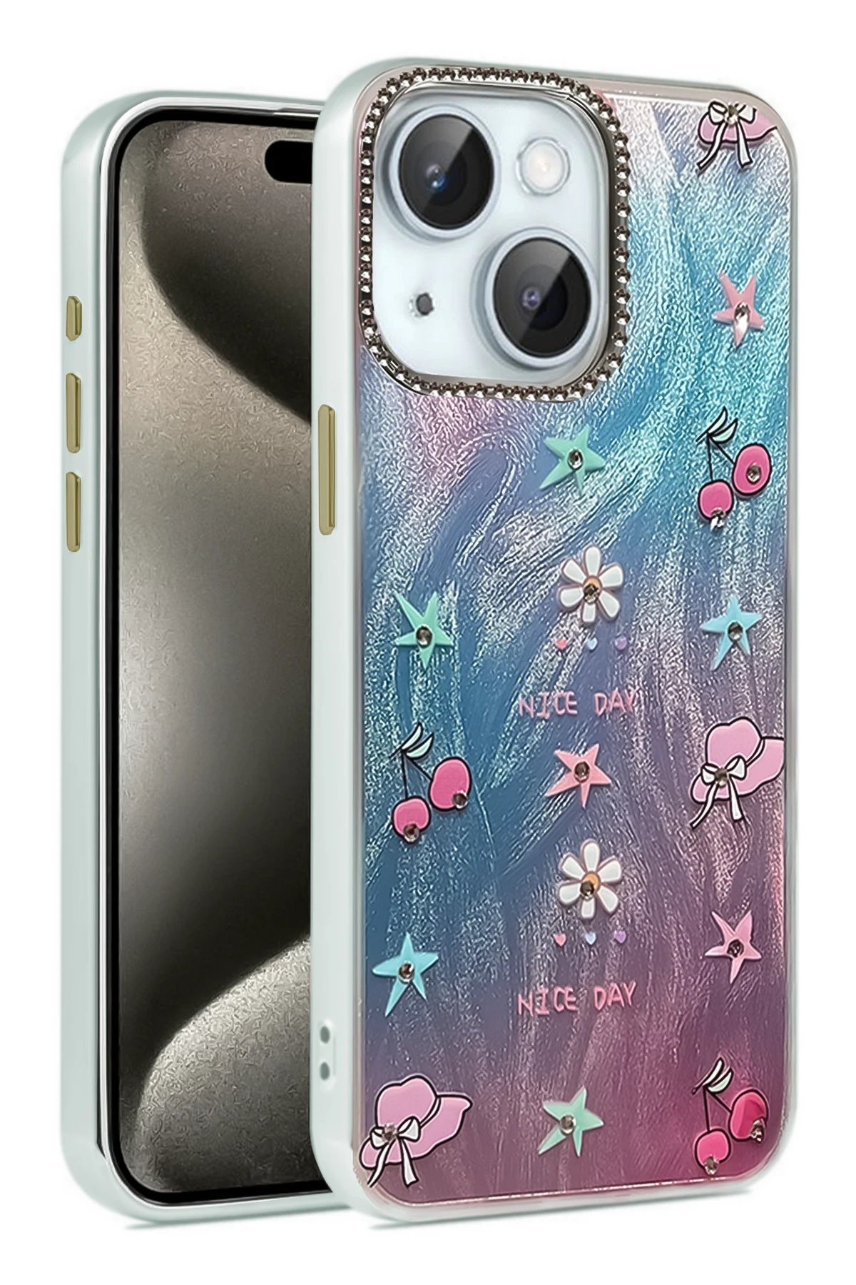 iPhone 15 Plus Kılıf Blade Aynalı Desenli Kapak - Desen 4-(5796)