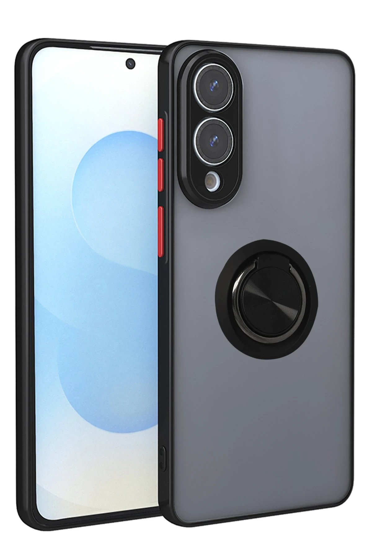 Samsung Galaxy S25 Edge Kılıf Montreal Yüzüklü Silikon Kapak - Siyah-(5796)