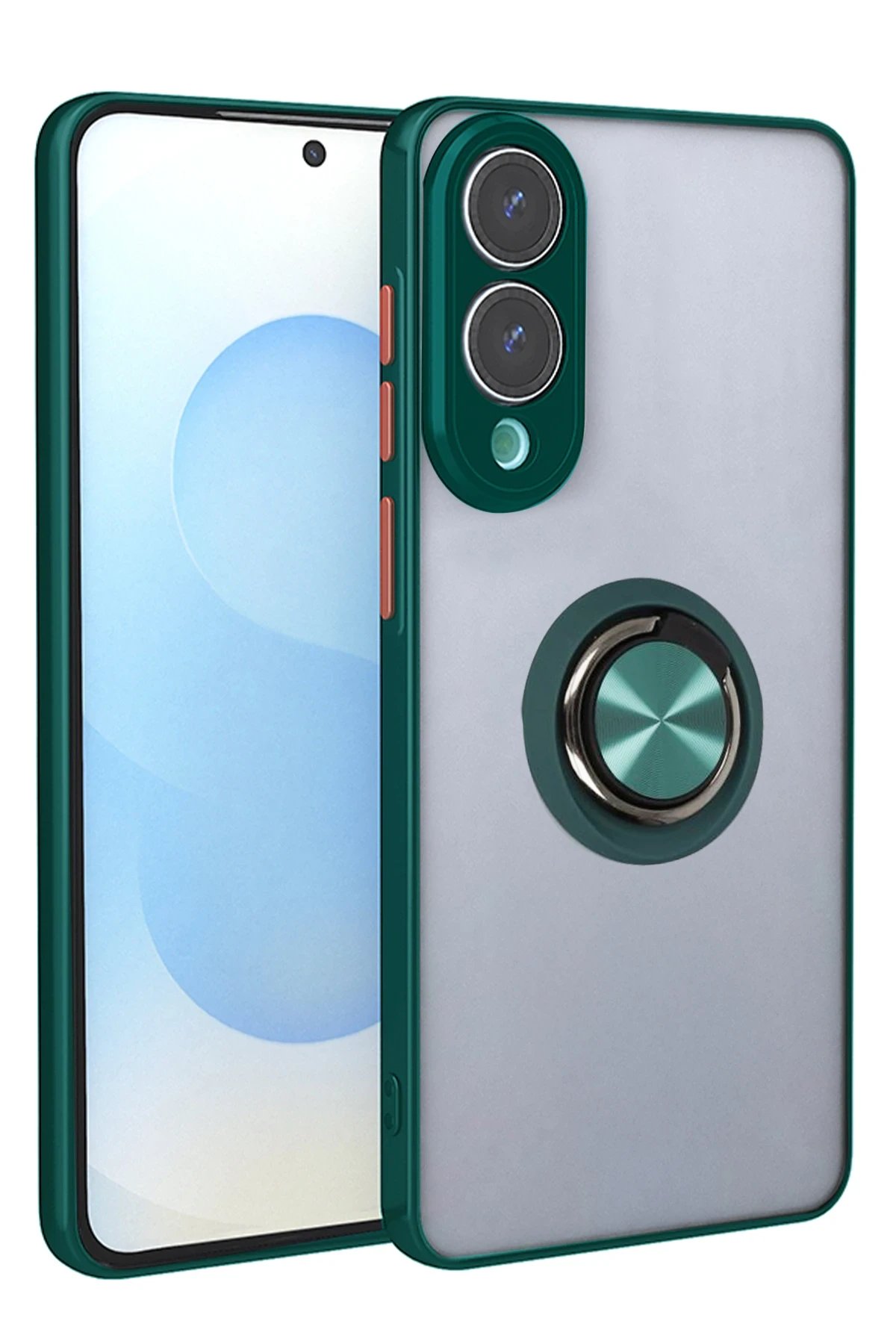 Samsung Galaxy S25 Edge Kılıf Montreal Yüzüklü Silikon Kapak - Yeşil-(5796)