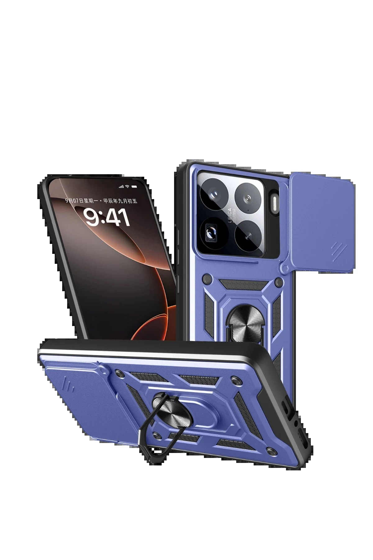 Xiaomi Mi 15 Pro Kılıf Pars Lens Yüzüklü Silikon - Lacivert-(5796)