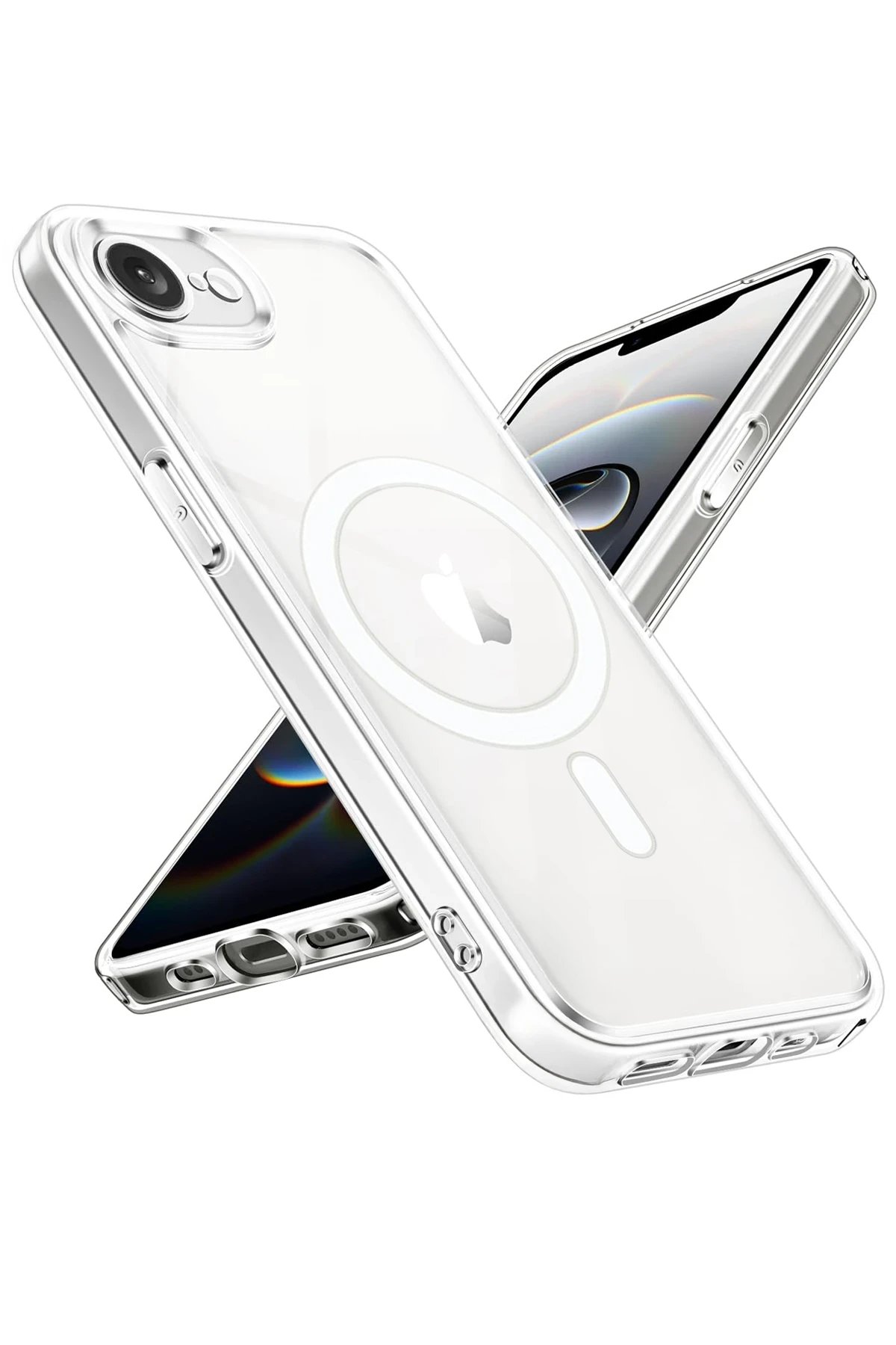 iPhone 16E Kılıf Magneticsafe Şeffaf Silikon - Şeffaf-(5796)