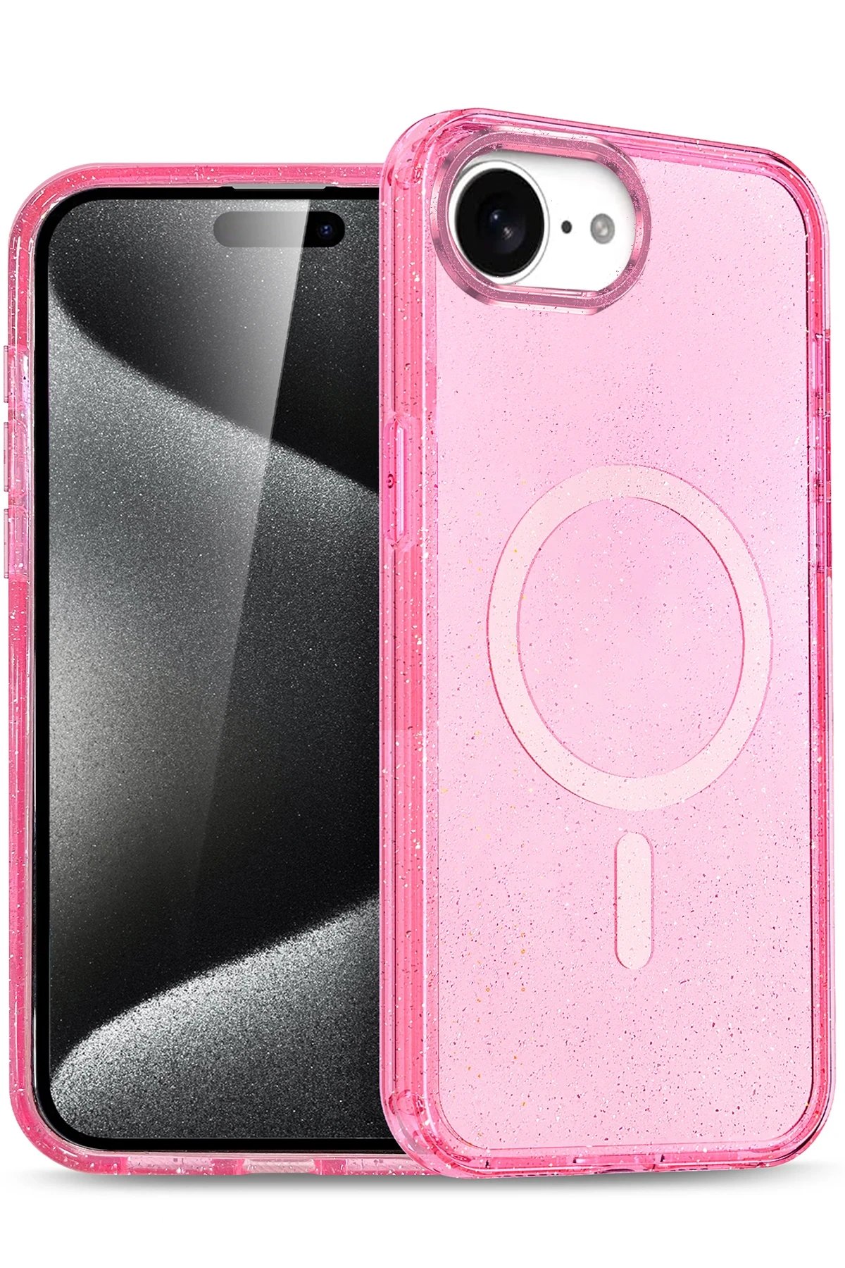 Apple iPhone 16E Star Magsafe Kapak - Pembe-(5796)