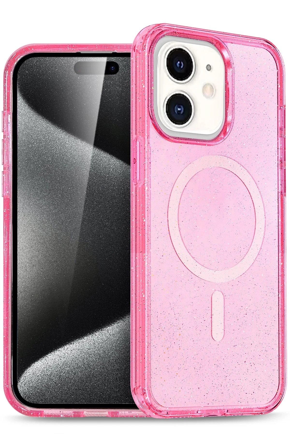 Apple iPhone 12 Star Magsafe Kapak - Pembe-(5796)