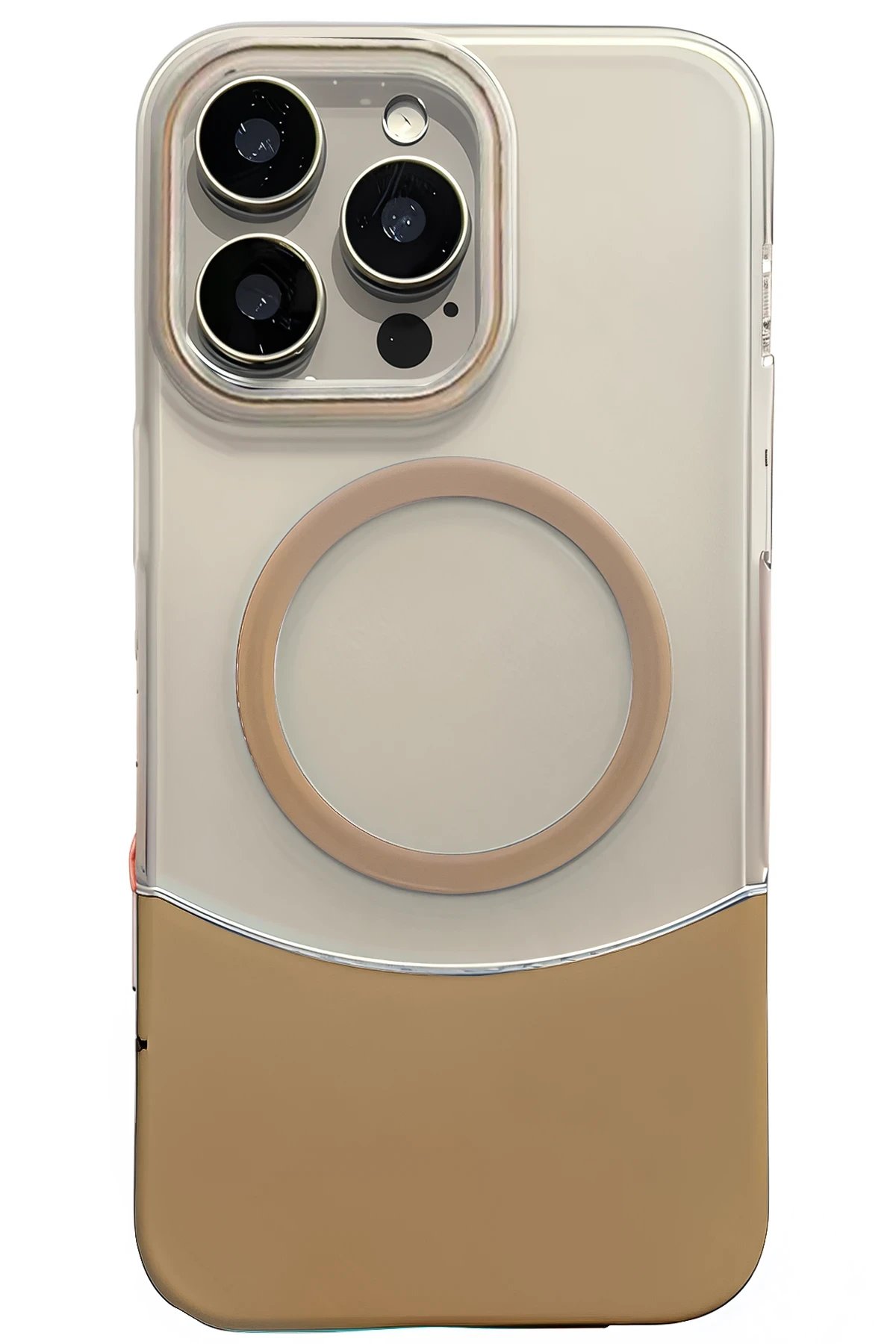 Apple iPhone 15 Pro Max Velar Magsafe Kapak - Çöl Titanyum-(5796)