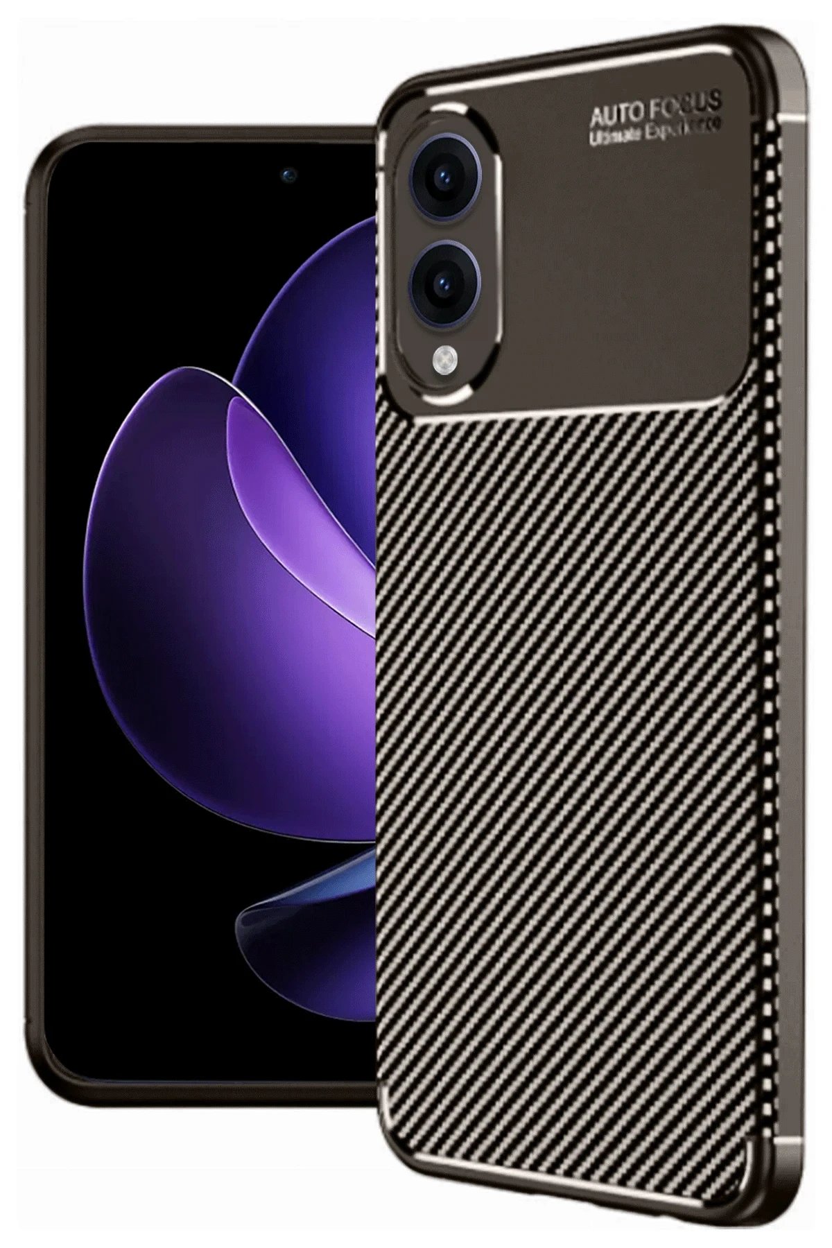 Samsung Galaxy S25 Edge Kılıf Auto Focus Karbon Kapak - Kahverengi-(5796)