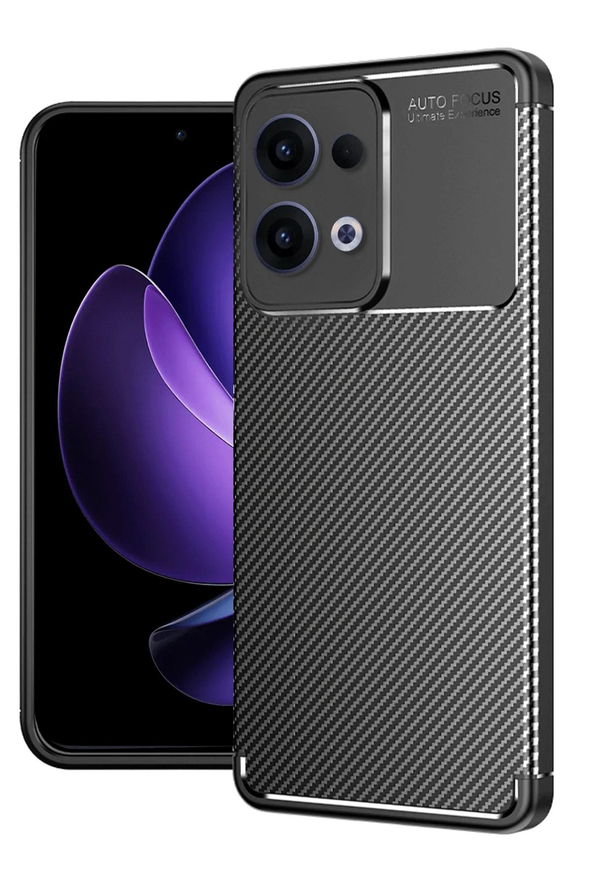 Oppo Reno 13 Pro Kılıf Auto Focus Karbon Kapak - Siyah-(5796)